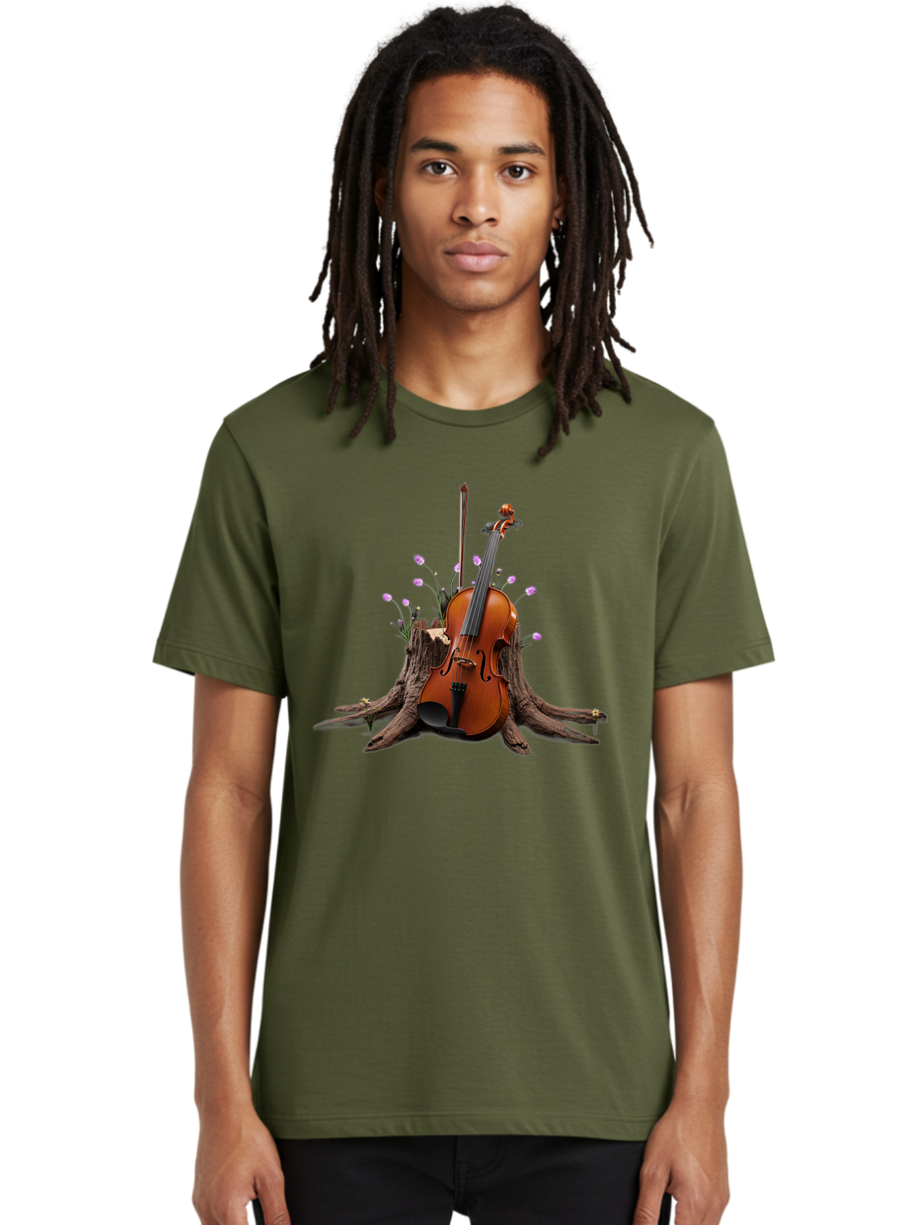 Violin-On-Tree-Stump-3 Men'S Graphic Tee, 100% Cotton, Comfortable Casual Summer Wear, Machine Washable, Vintage Camera, Old Camera, Antique Camera, Black Camera, Classic Photography, Photography Equipment, Nostalgic Device, Film Camera, Baj853
