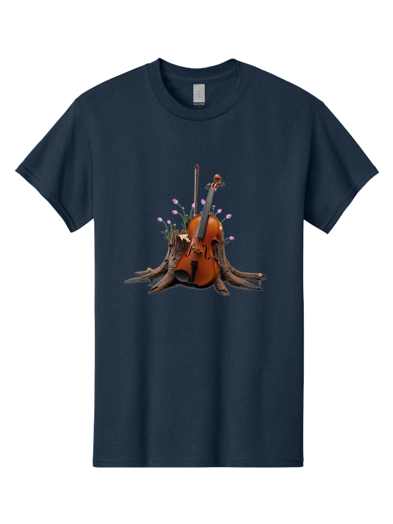 Violin-On-Tree-Stump-3 Men'S Graphic Tee, 100% Cotton, Comfortable Casual Summer Wear, Machine Washable, Vintage Camera, Old Camera, Antique Camera, Black Camera, Classic Photography, Photography Equipment, Nostalgic Device, Film Camera, Baj853