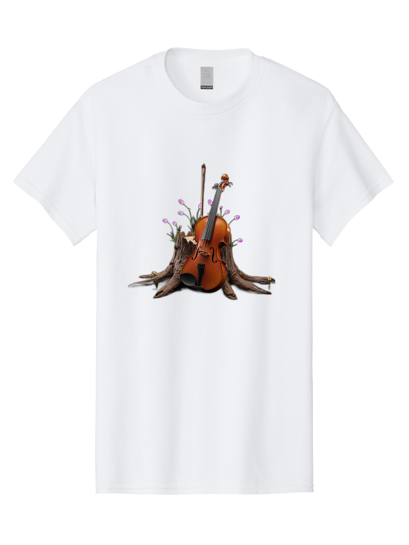 Violin-On-Tree-Stump-3 Men'S Graphic Tee, 100% Cotton, Comfortable Casual Summer Wear, Machine Washable, Vintage Camera, Old Camera, Antique Camera, Black Camera, Classic Photography, Photography Equipment, Nostalgic Device, Film Camera, Baj853