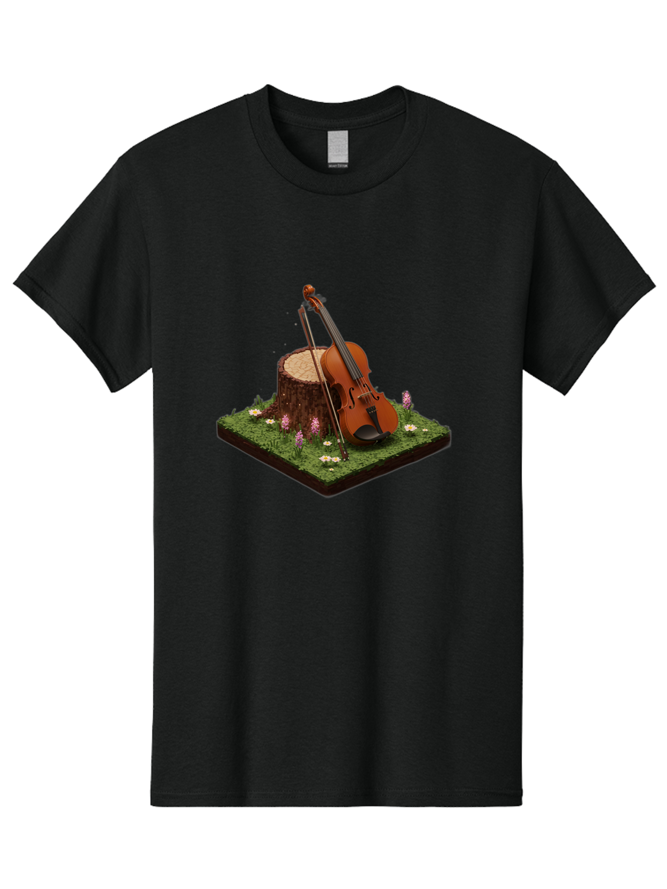 Violin-On-Tree-Stump-4 Men'S Graphic Tee, 100% Cotton, Comfortable Casual Summer Wear, Machine Washable, Vintage Camera, Old Camera, Antique Camera, Black Camera, Classic Photography, Photography Equipment, Nostalgic Device, Film Camera, Baj854