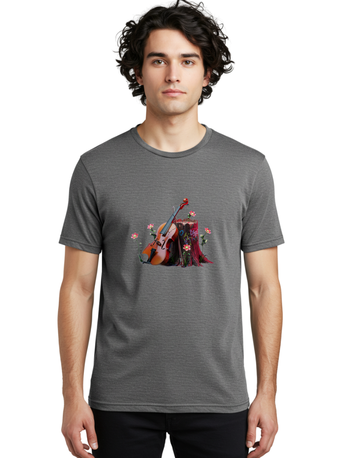 Violin-On-Tree-Stump-5 Men'S Graphic Tee, 100% Cotton, Comfortable Casual Summer Wear, Machine Washable, Vintage Camera, Old Camera, Antique Camera, Black Camera, Classic Photography, Photography Equipment, Nostalgic Device, Film Camera, Baj855