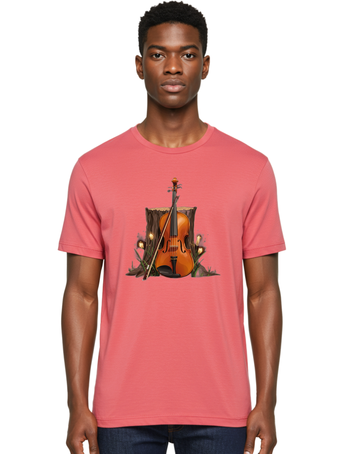 Violin-On-Tree-Stump Men'S Graphic Tee, 100% Cotton, Comfortable Casual Summer Wear, Machine Washable, Vintage Camera, Old Camera, Antique Camera, Black Camera, Classic Photography, Photography Equipment, Nostalgic Device, Film Camera, Baj856