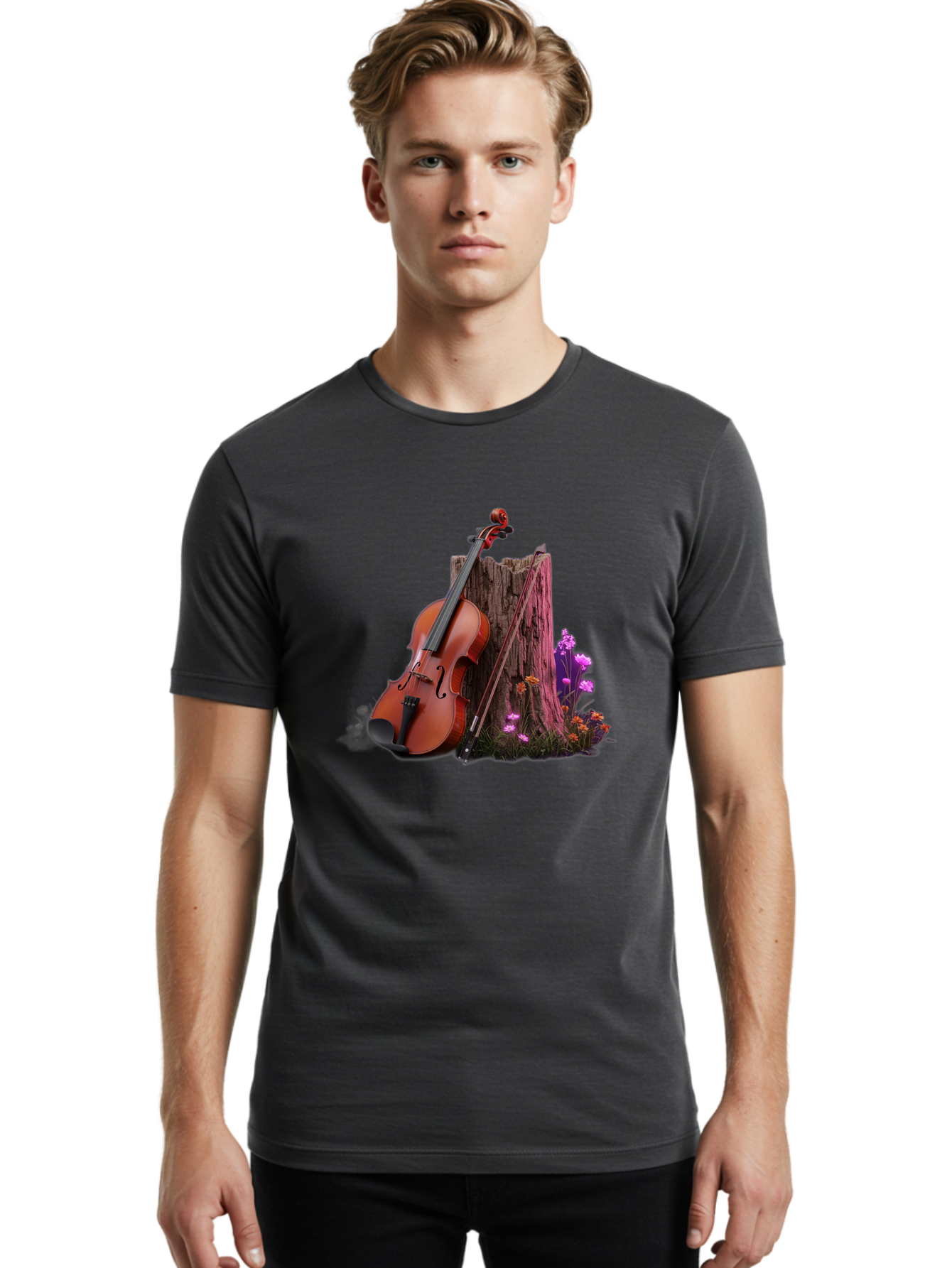 Violin-Tree-Stump Men'S Graphic Tee, 100% Cotton, Comfortable Casual Summer Wear, Machine Washable, Vintage Camera, Old Camera, Antique Camera, Black Camera, Classic Photography, Photography Equipment, Nostalgic Device, Film Camera, Camera Art Baj857