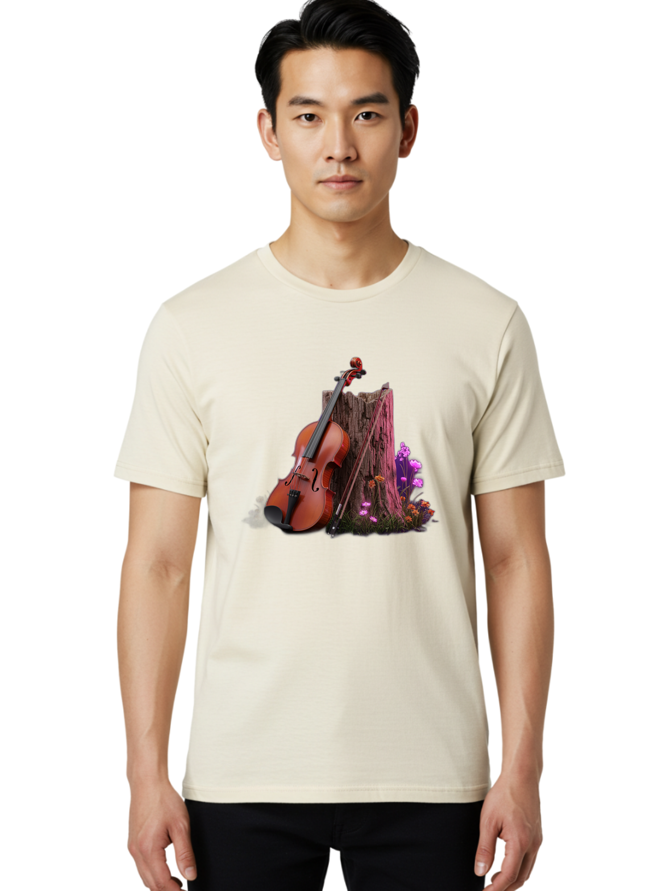 Violin-Tree-Stump Men'S Graphic Tee, 100% Cotton, Comfortable Casual Summer Wear, Machine Washable, Vintage Camera, Old Camera, Antique Camera, Black Camera, Classic Photography, Photography Equipment, Nostalgic Device, Film Camera, Camera Art Baj857