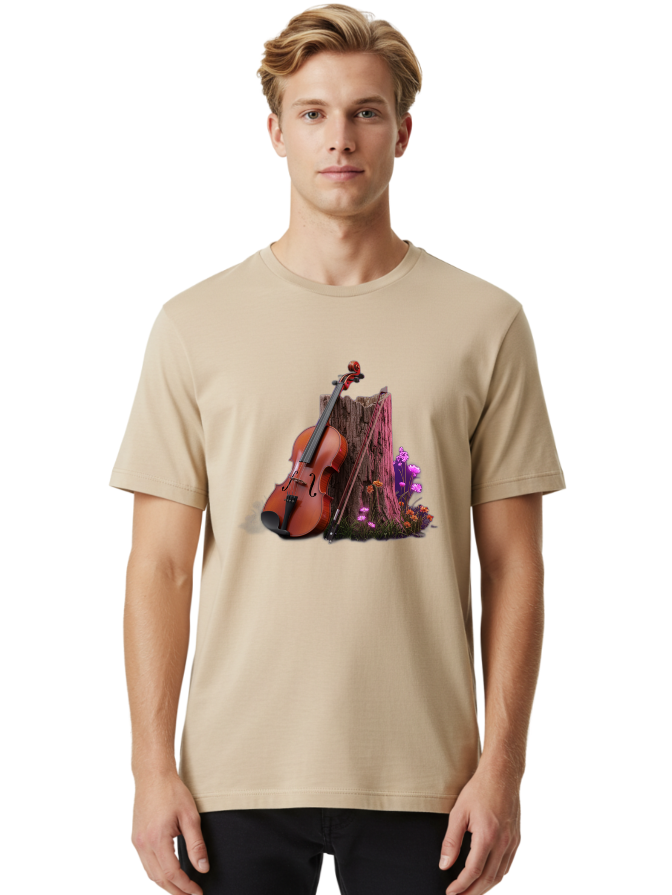 Violin-Tree-Stump Men'S Graphic Tee, 100% Cotton, Comfortable Casual Summer Wear, Machine Washable, Vintage Camera, Old Camera, Antique Camera, Black Camera, Classic Photography, Photography Equipment, Nostalgic Device, Film Camera, Camera Art Baj857