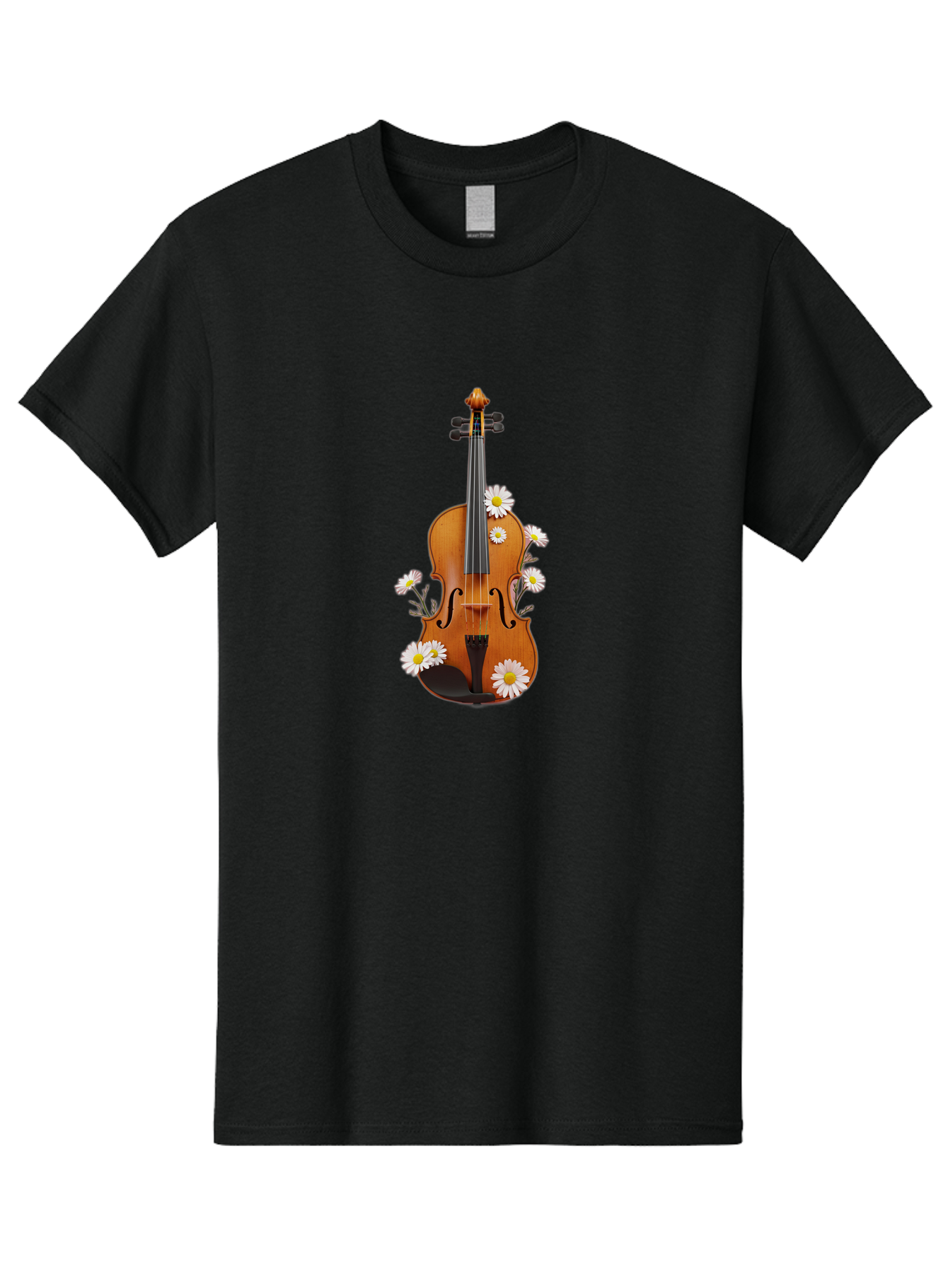 Violin-With-Daisies-1 Men'S Graphic Tee, 100% Cotton, Comfortable Casual Summer Wear, Machine Washable, Vintage Camera, Old Camera, Antique Camera, Black Camera, Classic Photography, Photography Equipment, Nostalgic Device, Film Camera, Baj858