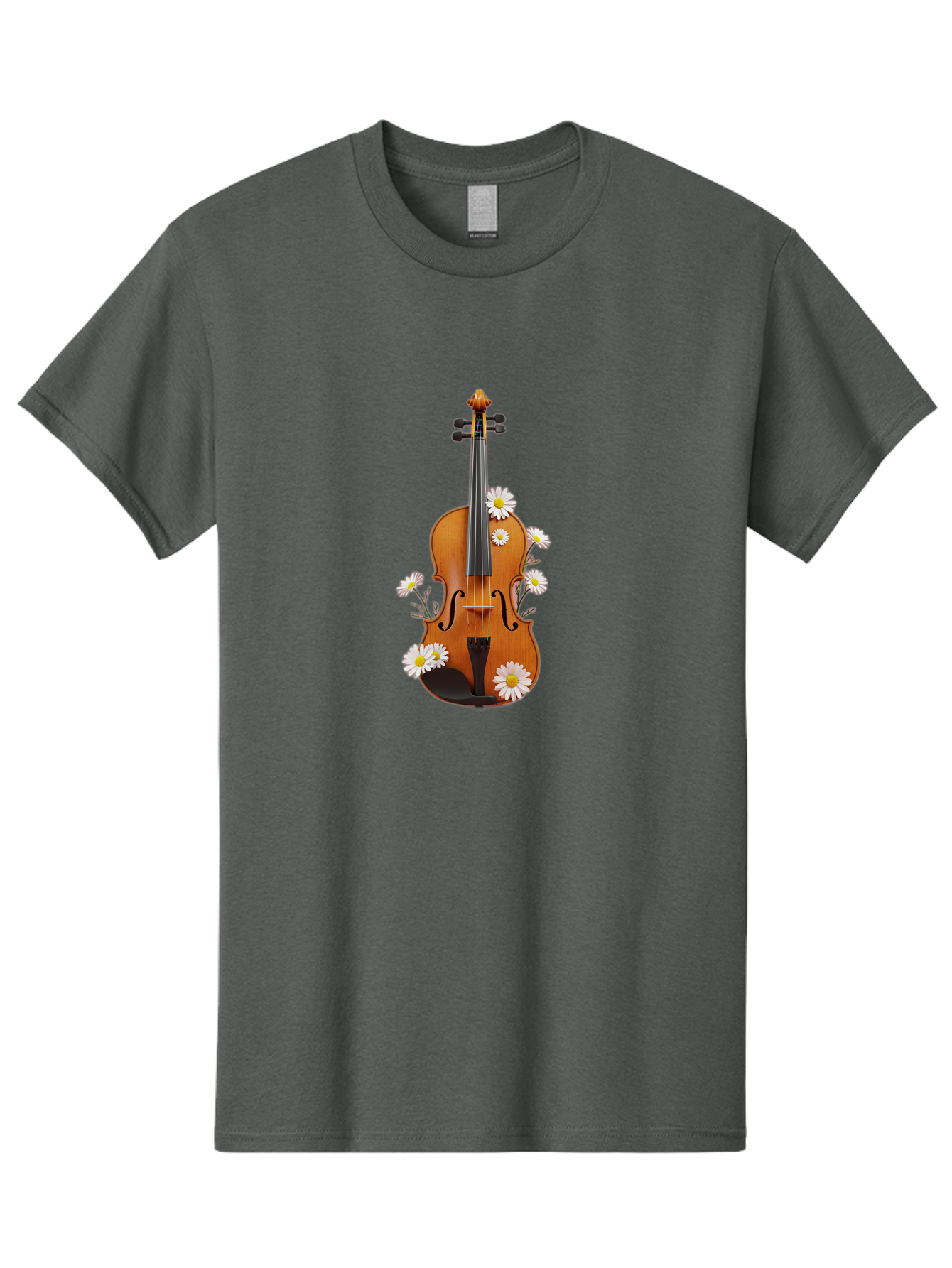 Violin-With-Daisies-1 Men'S Graphic Tee, 100% Cotton, Comfortable Casual Summer Wear, Machine Washable, Vintage Camera, Old Camera, Antique Camera, Black Camera, Classic Photography, Photography Equipment, Nostalgic Device, Film Camera, Baj858