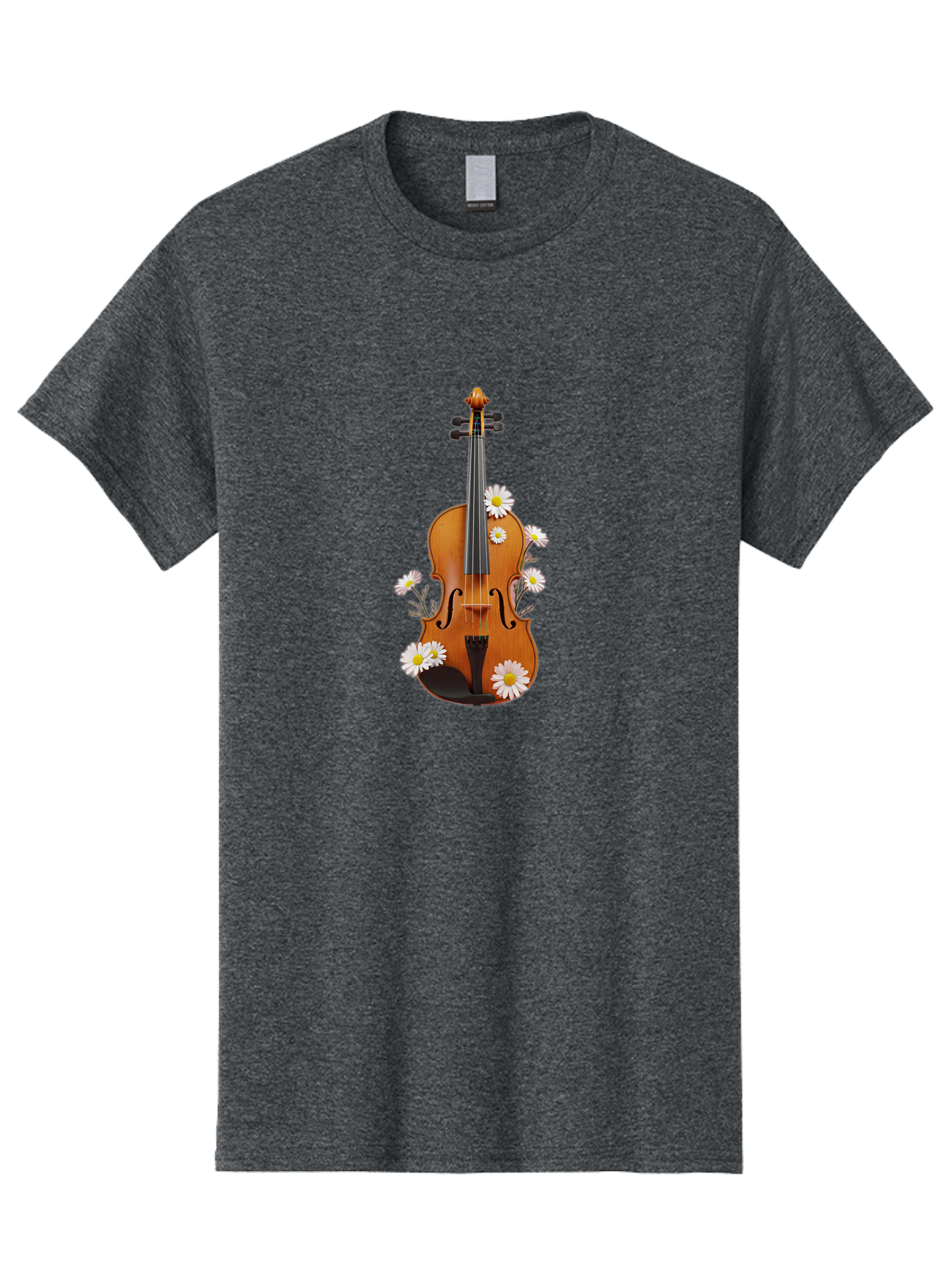 Violin-With-Daisies-1 Men'S Graphic Tee, 100% Cotton, Comfortable Casual Summer Wear, Machine Washable, Vintage Camera, Old Camera, Antique Camera, Black Camera, Classic Photography, Photography Equipment, Nostalgic Device, Film Camera, Baj858