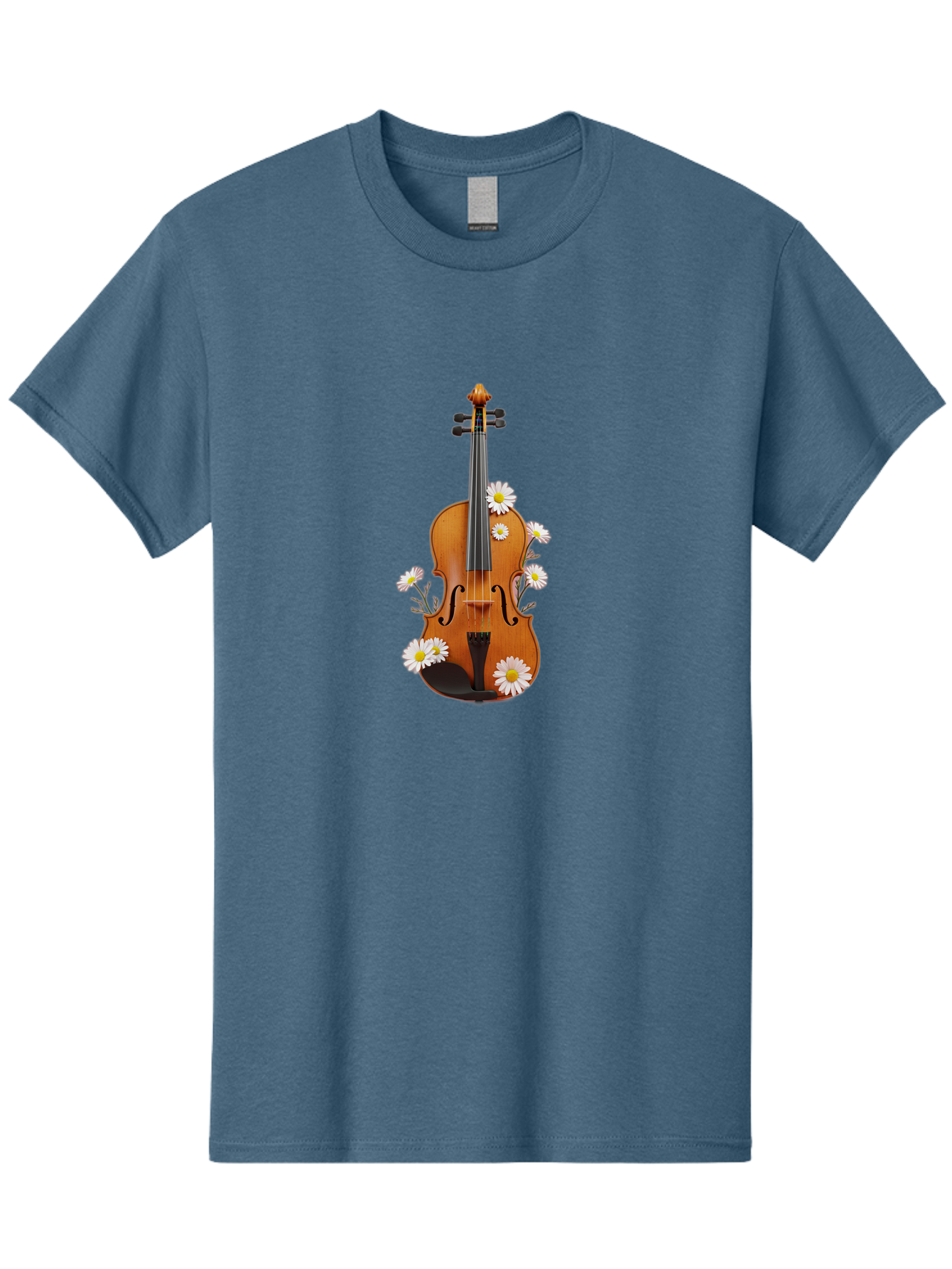 Violin-With-Daisies-1 Men'S Graphic Tee, 100% Cotton, Comfortable Casual Summer Wear, Machine Washable, Vintage Camera, Old Camera, Antique Camera, Black Camera, Classic Photography, Photography Equipment, Nostalgic Device, Film Camera, Baj858