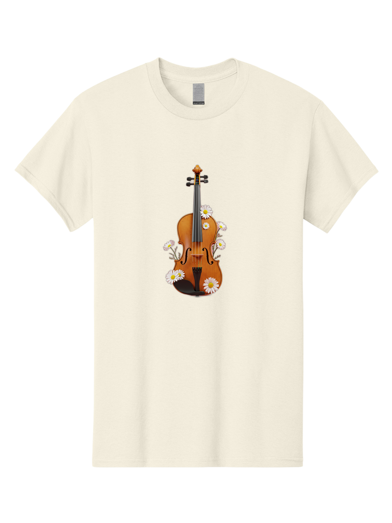 Violin-With-Daisies-1 Men'S Graphic Tee, 100% Cotton, Comfortable Casual Summer Wear, Machine Washable, Vintage Camera, Old Camera, Antique Camera, Black Camera, Classic Photography, Photography Equipment, Nostalgic Device, Film Camera, Baj858