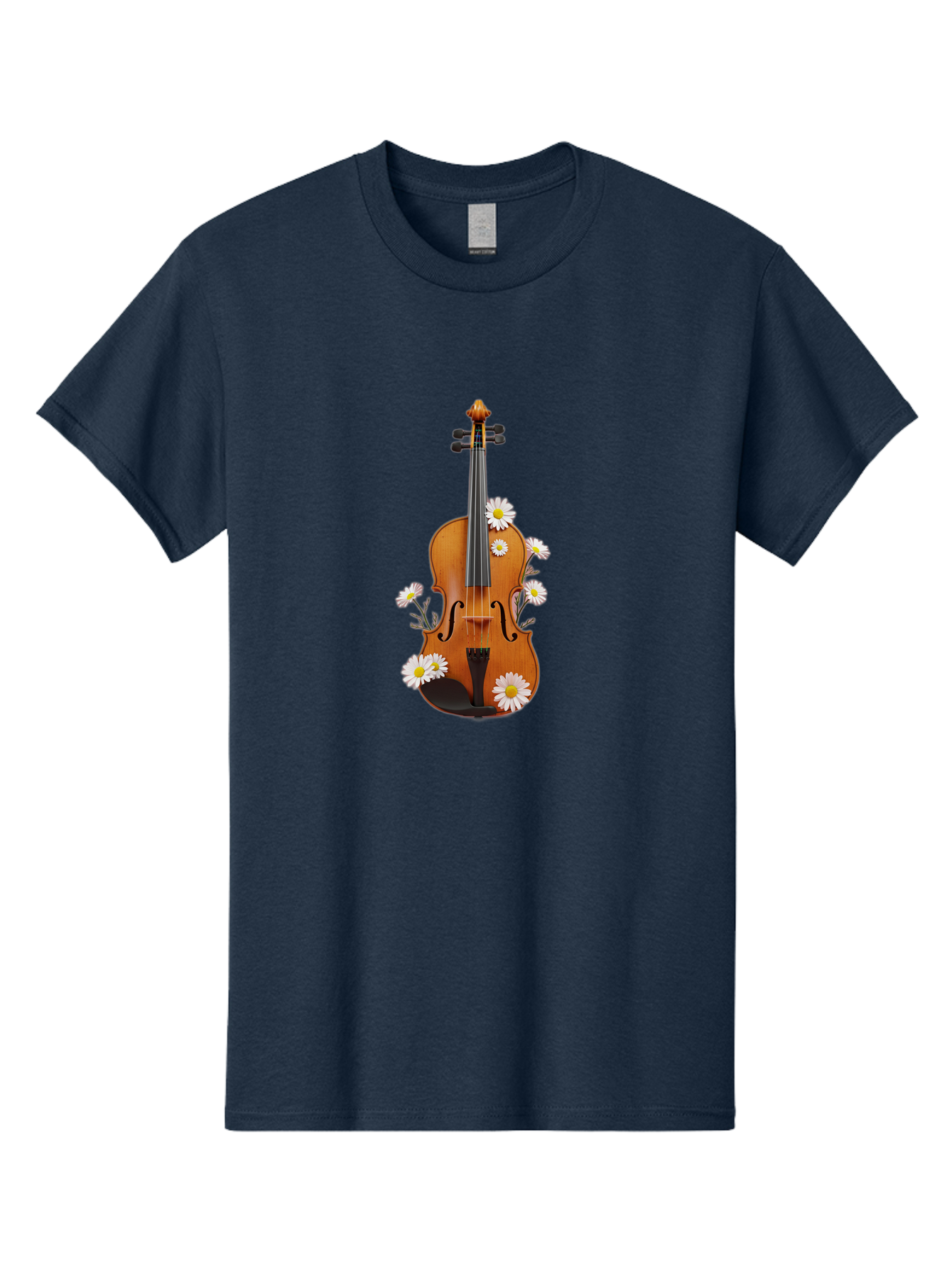 Violin-With-Daisies-1 Men'S Graphic Tee, 100% Cotton, Comfortable Casual Summer Wear, Machine Washable, Vintage Camera, Old Camera, Antique Camera, Black Camera, Classic Photography, Photography Equipment, Nostalgic Device, Film Camera, Baj858