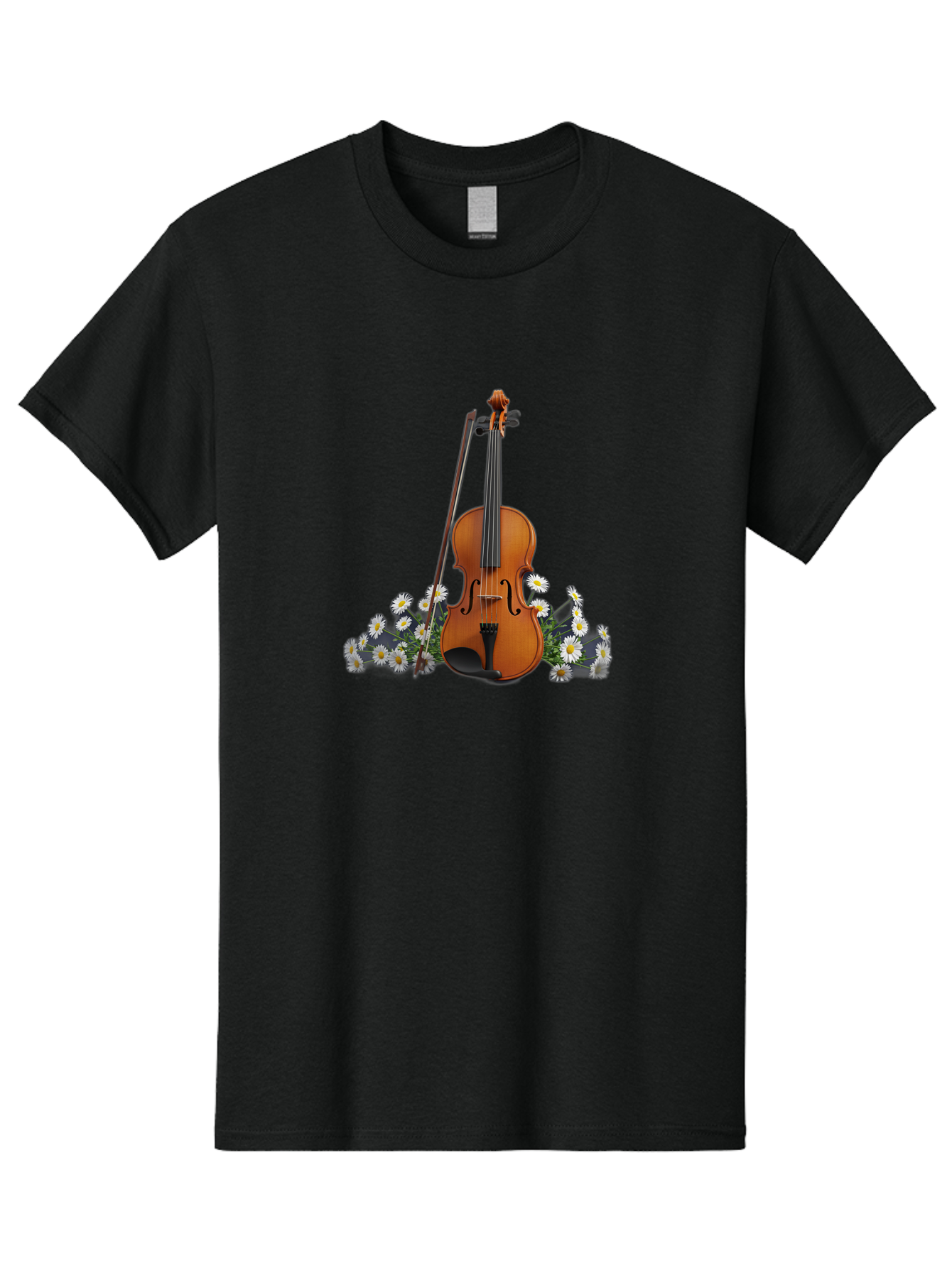Violin-With-Daisies-2 Men'S Graphic Tee, 100% Cotton, Comfortable Casual Summer Wear, Machine Washable, Vintage Camera, Old Camera, Antique Camera, Black Camera, Classic Photography, Photography Equipment, Nostalgic Device, Film Camera, Baj859