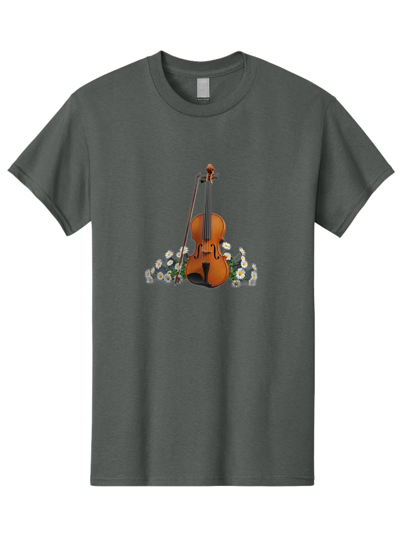 Violin-With-Daisies-2 Men'S Graphic Tee, 100% Cotton, Comfortable Casual Summer Wear, Machine Washable, Vintage Camera, Old Camera, Antique Camera, Black Camera, Classic Photography, Photography Equipment, Nostalgic Device, Film Camera, Baj859