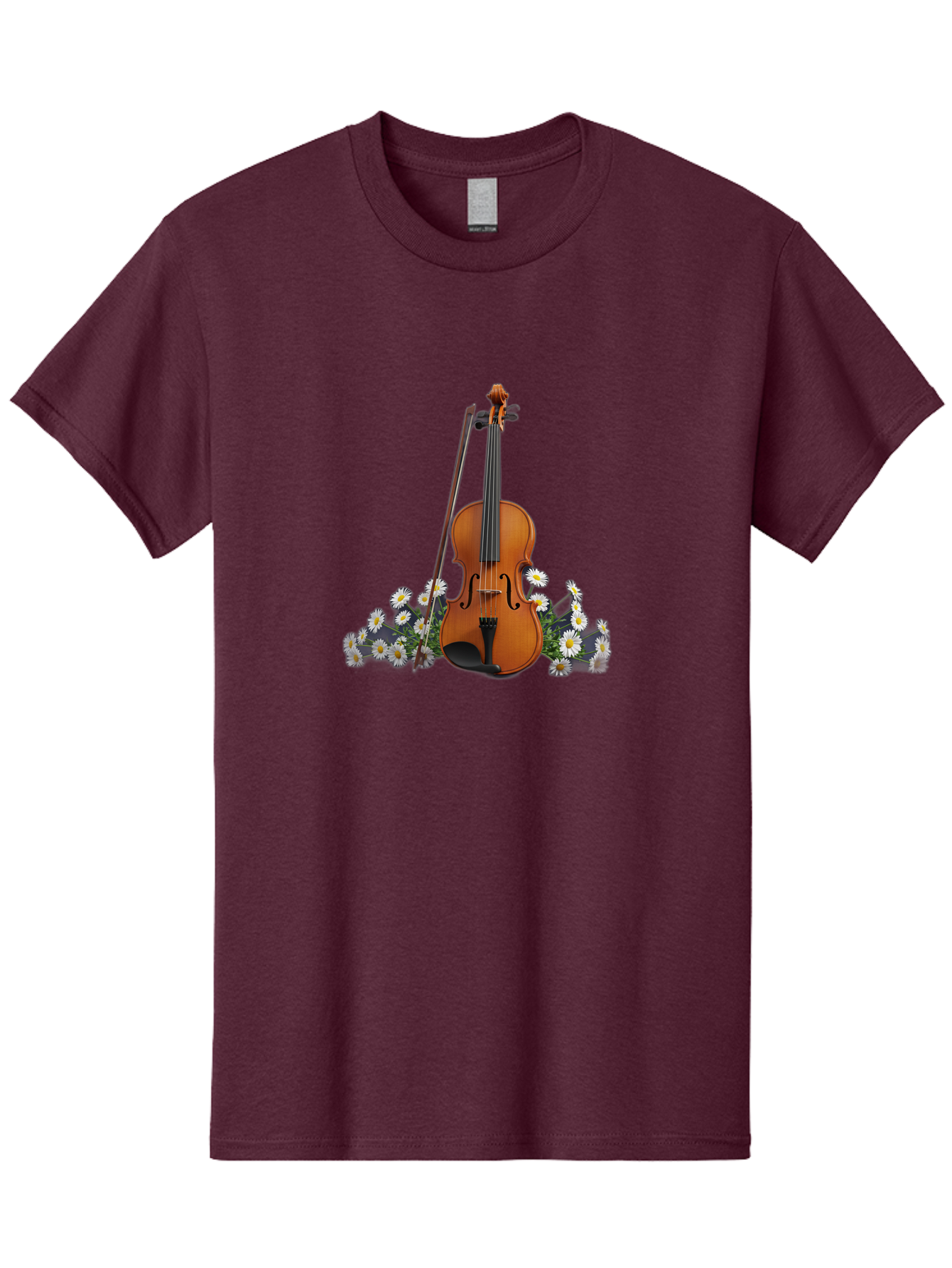 Violin-With-Daisies-2 Men'S Graphic Tee, 100% Cotton, Comfortable Casual Summer Wear, Machine Washable, Vintage Camera, Old Camera, Antique Camera, Black Camera, Classic Photography, Photography Equipment, Nostalgic Device, Film Camera, Baj859