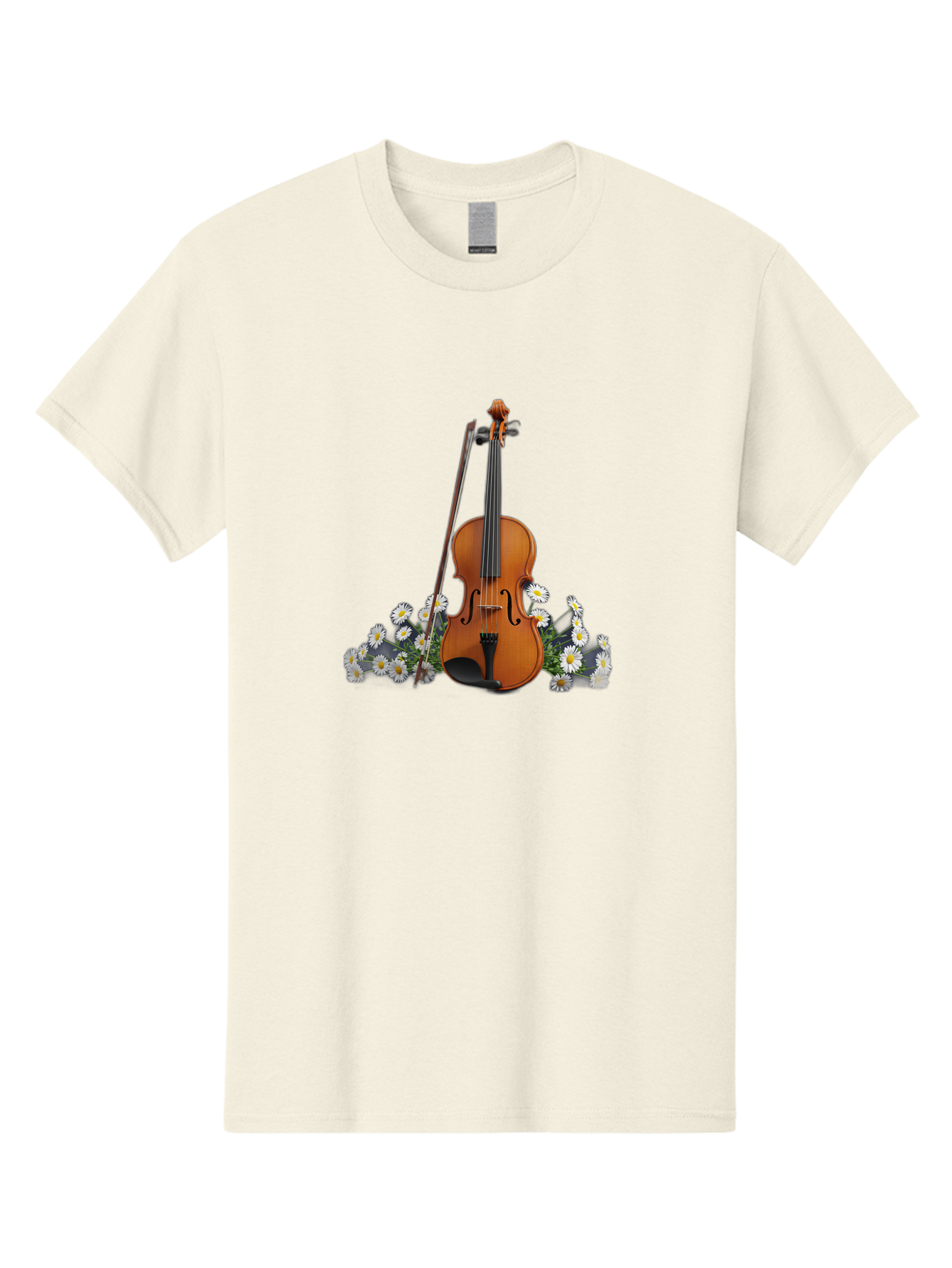 Violin-With-Daisies-2 Men'S Graphic Tee, 100% Cotton, Comfortable Casual Summer Wear, Machine Washable, Vintage Camera, Old Camera, Antique Camera, Black Camera, Classic Photography, Photography Equipment, Nostalgic Device, Film Camera, Baj859