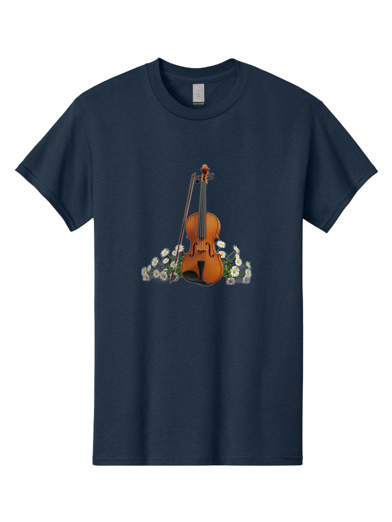 Violin-With-Daisies-2 Men'S Graphic Tee, 100% Cotton, Comfortable Casual Summer Wear, Machine Washable, Vintage Camera, Old Camera, Antique Camera, Black Camera, Classic Photography, Photography Equipment, Nostalgic Device, Film Camera, Baj859