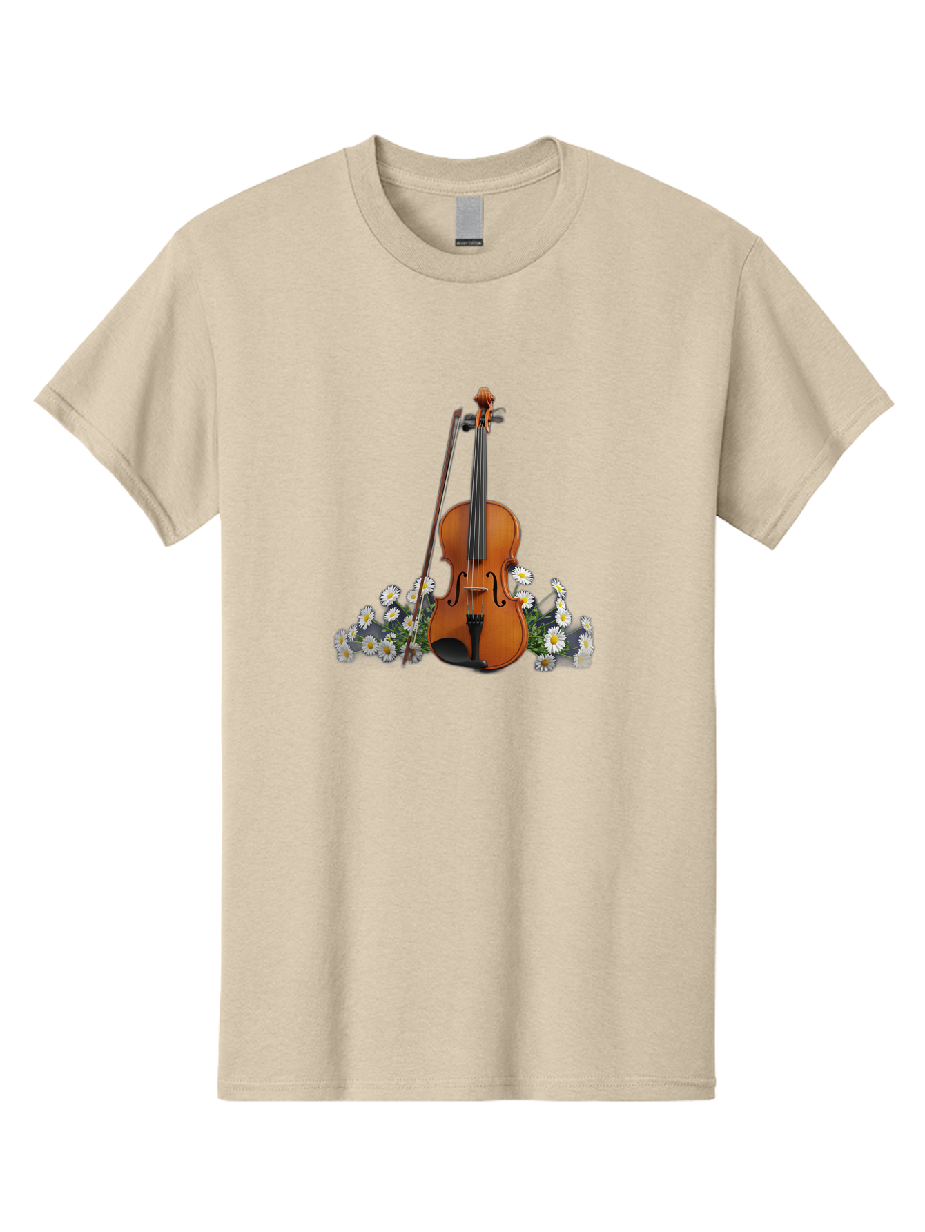 Violin-With-Daisies-2 Men'S Graphic Tee, 100% Cotton, Comfortable Casual Summer Wear, Machine Washable, Vintage Camera, Old Camera, Antique Camera, Black Camera, Classic Photography, Photography Equipment, Nostalgic Device, Film Camera, Baj859