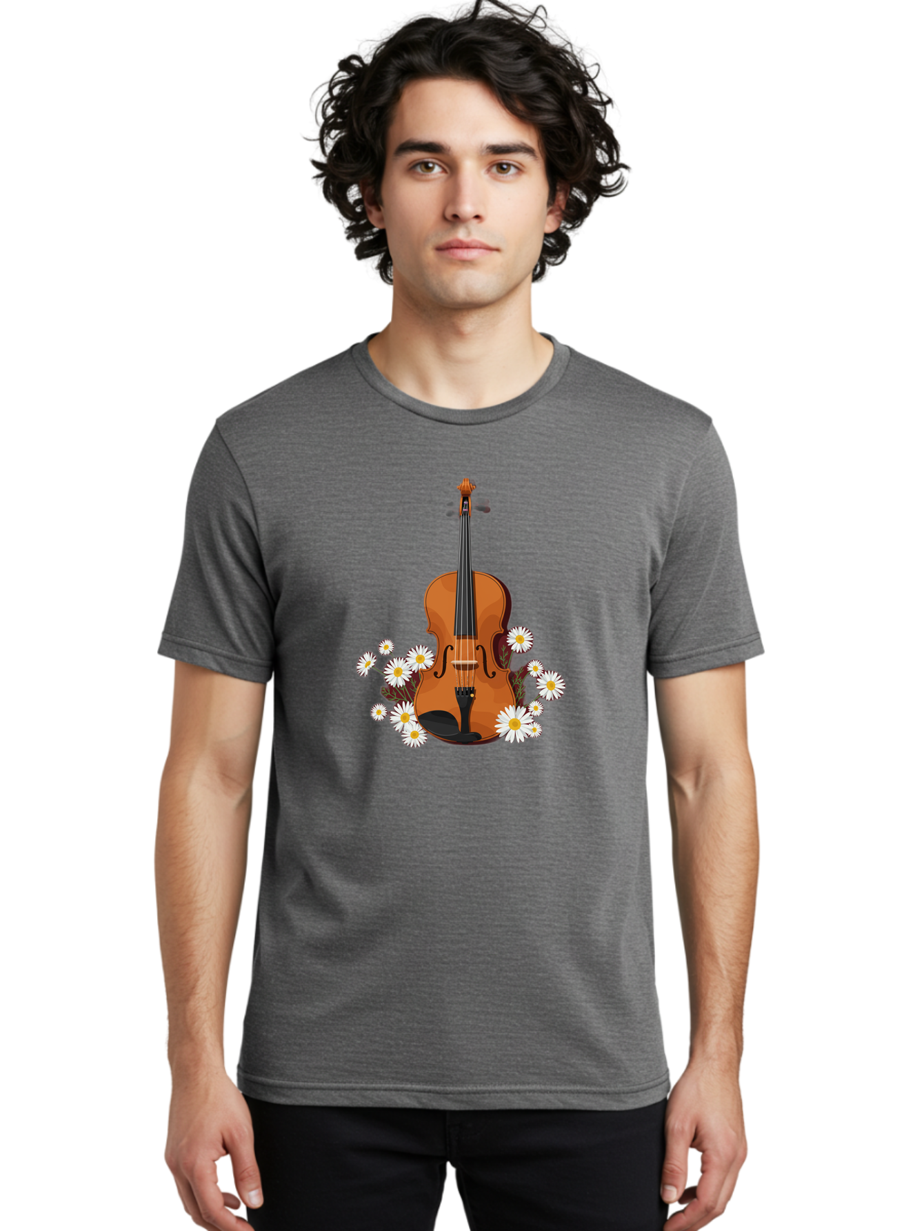 Violin-With-Daisies Men'S Graphic Tee, 100% Cotton, Comfortable Casual Summer Wear, Machine Washable, Vintage Camera, Old Camera, Antique Camera, Black Camera, Classic Photography, Photography Equipment, Nostalgic Device, Film Camera, Baj860