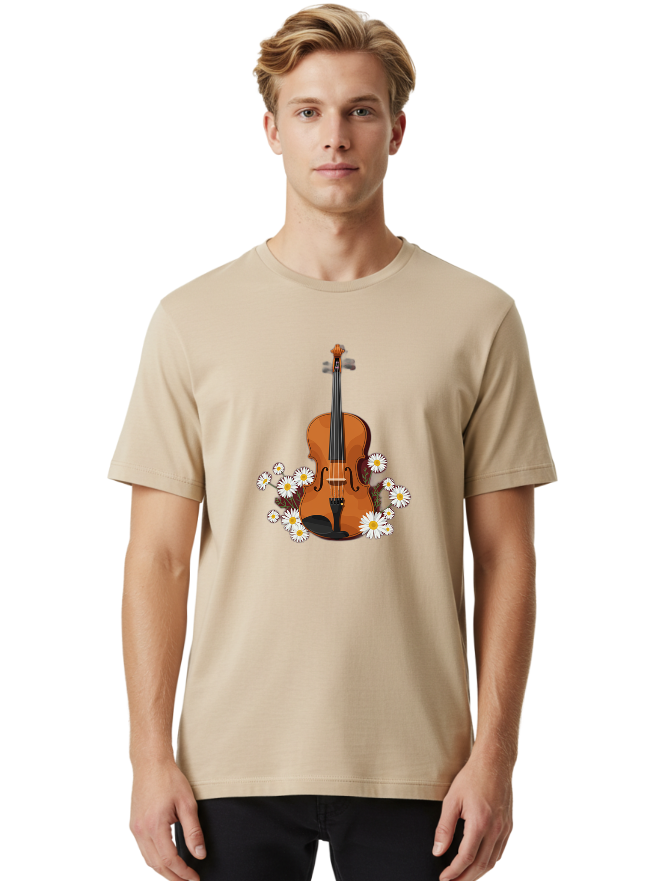 Violin-With-Daisies Men'S Graphic Tee, 100% Cotton, Comfortable Casual Summer Wear, Machine Washable, Vintage Camera, Old Camera, Antique Camera, Black Camera, Classic Photography, Photography Equipment, Nostalgic Device, Film Camera, Baj860