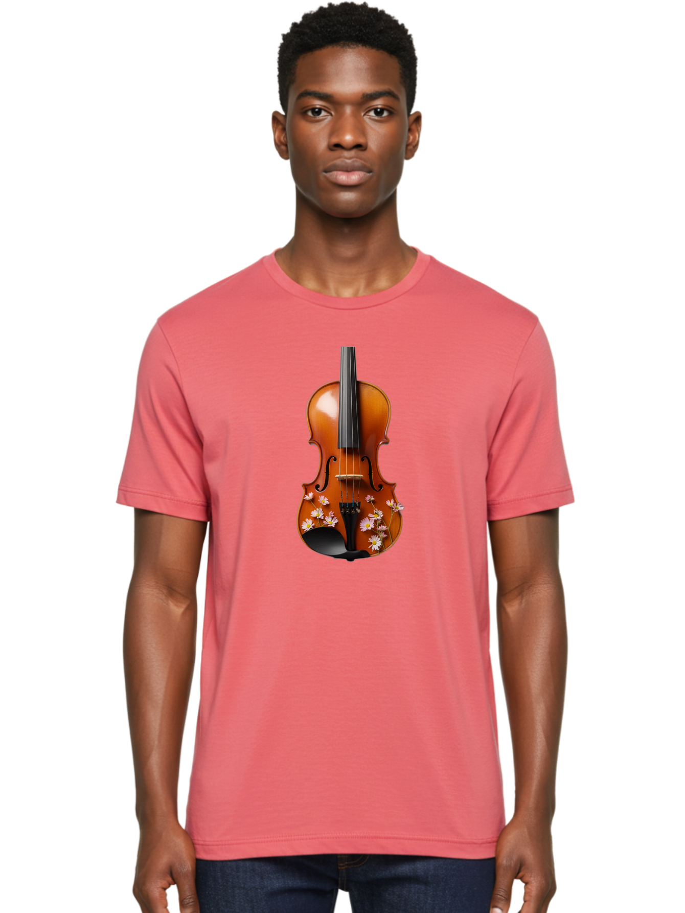 Violin-With-Daisy-Flowers Men'S Graphic Tee, 100% Cotton, Comfortable Casual Summer Wear, Machine Washable, Vintage Camera, Old Camera, Antique Camera, Black Camera, Classic Photography, Photography Equipment, Nostalgic Device, Film Camera, Baj861