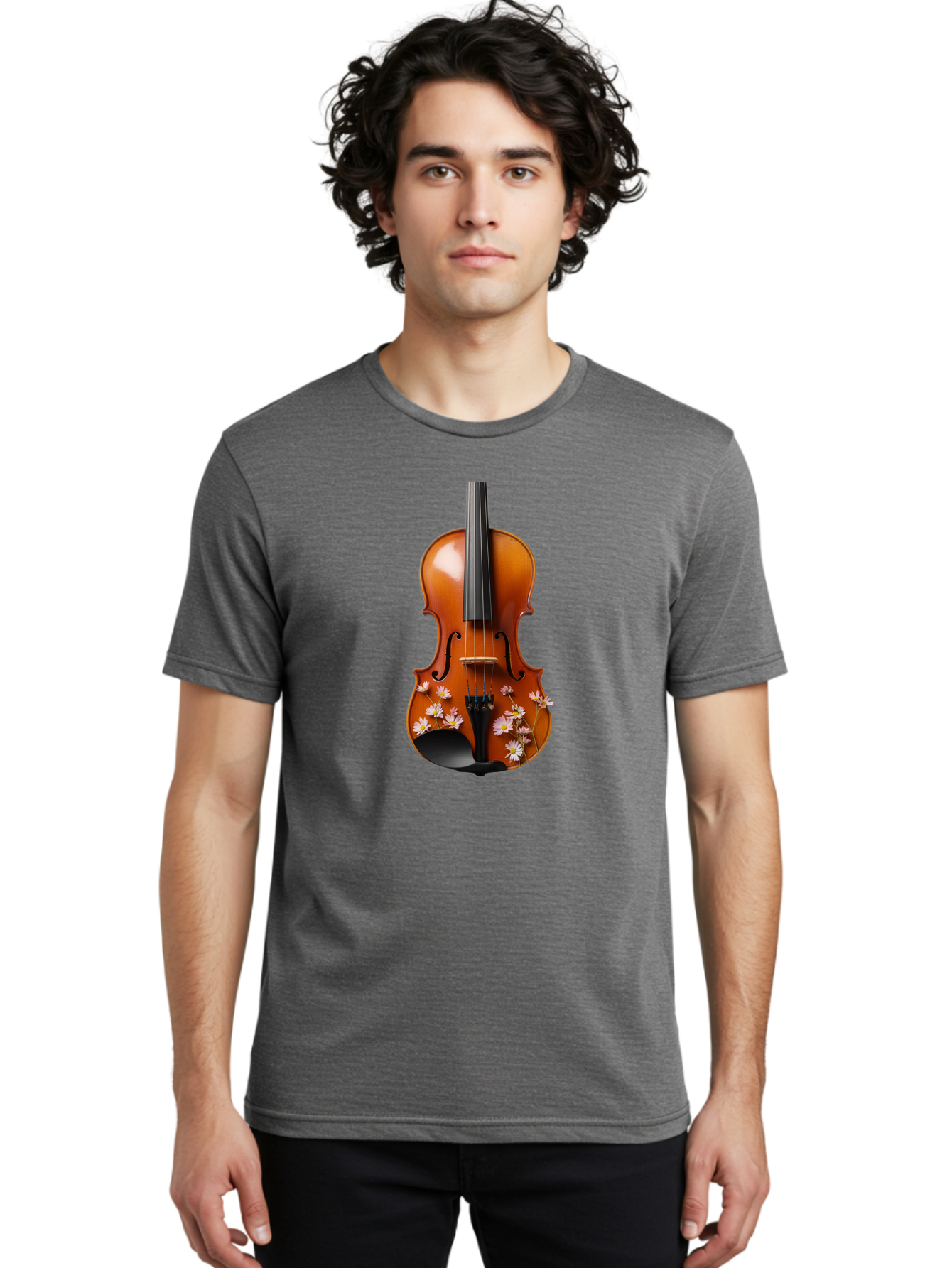 Violin-With-Daisy-Flowers Men'S Graphic Tee, 100% Cotton, Comfortable Casual Summer Wear, Machine Washable, Vintage Camera, Old Camera, Antique Camera, Black Camera, Classic Photography, Photography Equipment, Nostalgic Device, Film Camera, Baj861