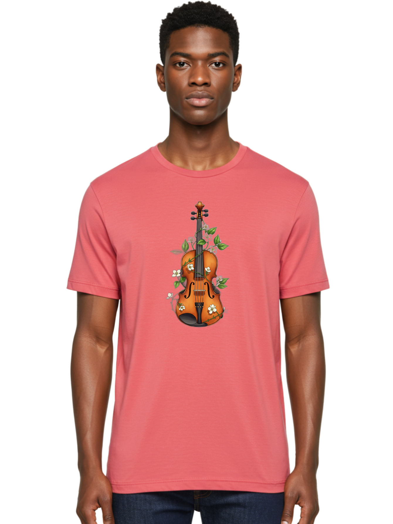 Violin-With-Flowers Men'S Graphic Tee, 100% Cotton, Comfortable Casual Summer Wear, Machine Washable, Vintage Camera, Old Camera, Antique Camera, Black Camera, Classic Photography, Photography Equipment, Nostalgic Device, Film Camera, Baj863