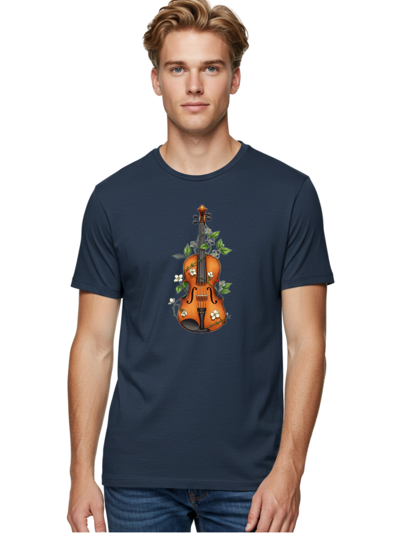 Violin-With-Flowers Men'S Graphic Tee, 100% Cotton, Comfortable Casual Summer Wear, Machine Washable, Vintage Camera, Old Camera, Antique Camera, Black Camera, Classic Photography, Photography Equipment, Nostalgic Device, Film Camera, Baj863