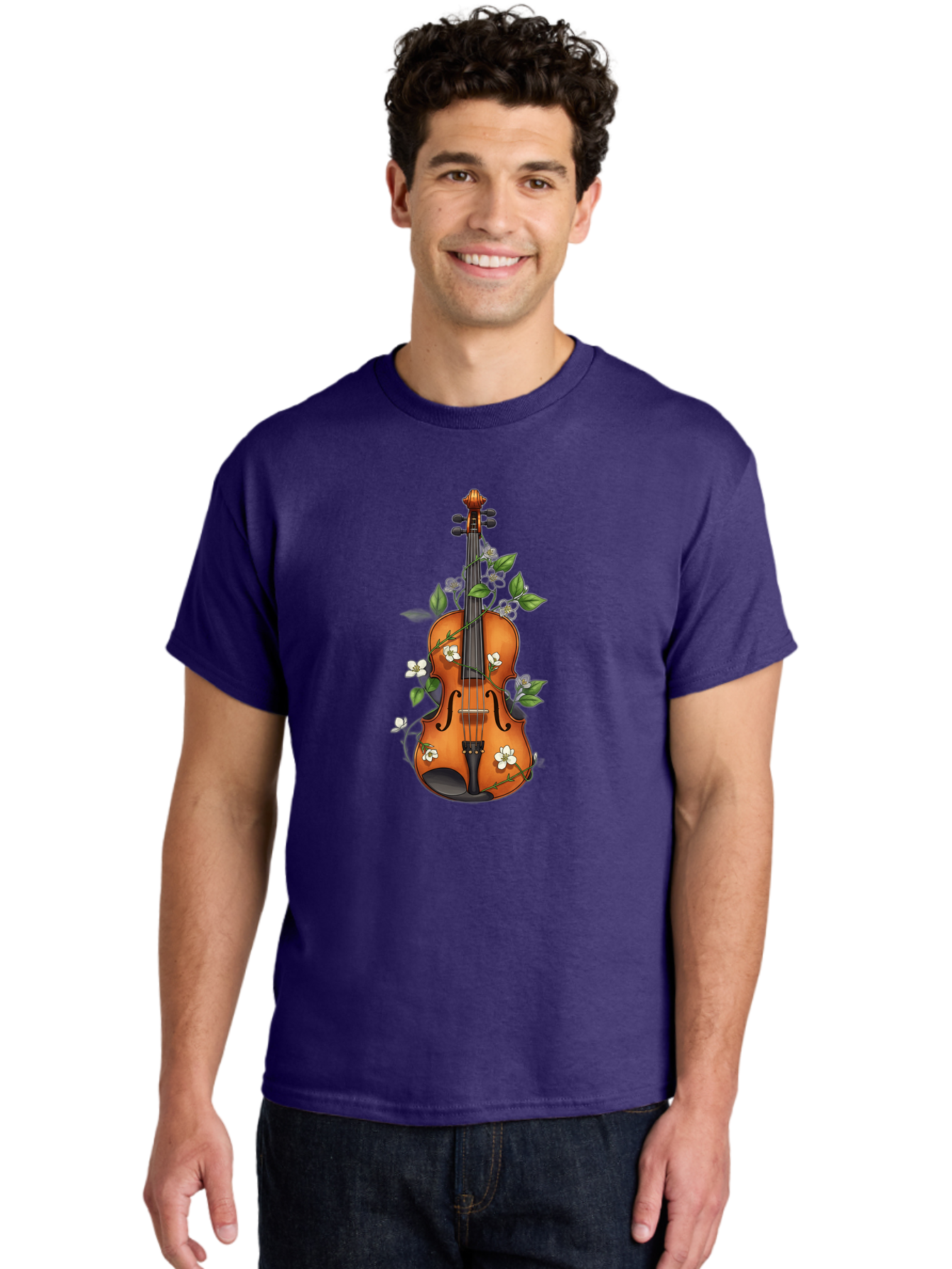Violin-With-Flowers Men'S Graphic Tee, 100% Cotton, Comfortable Casual Summer Wear, Machine Washable, Vintage Camera, Old Camera, Antique Camera, Black Camera, Classic Photography, Photography Equipment, Nostalgic Device, Film Camera, Baj863