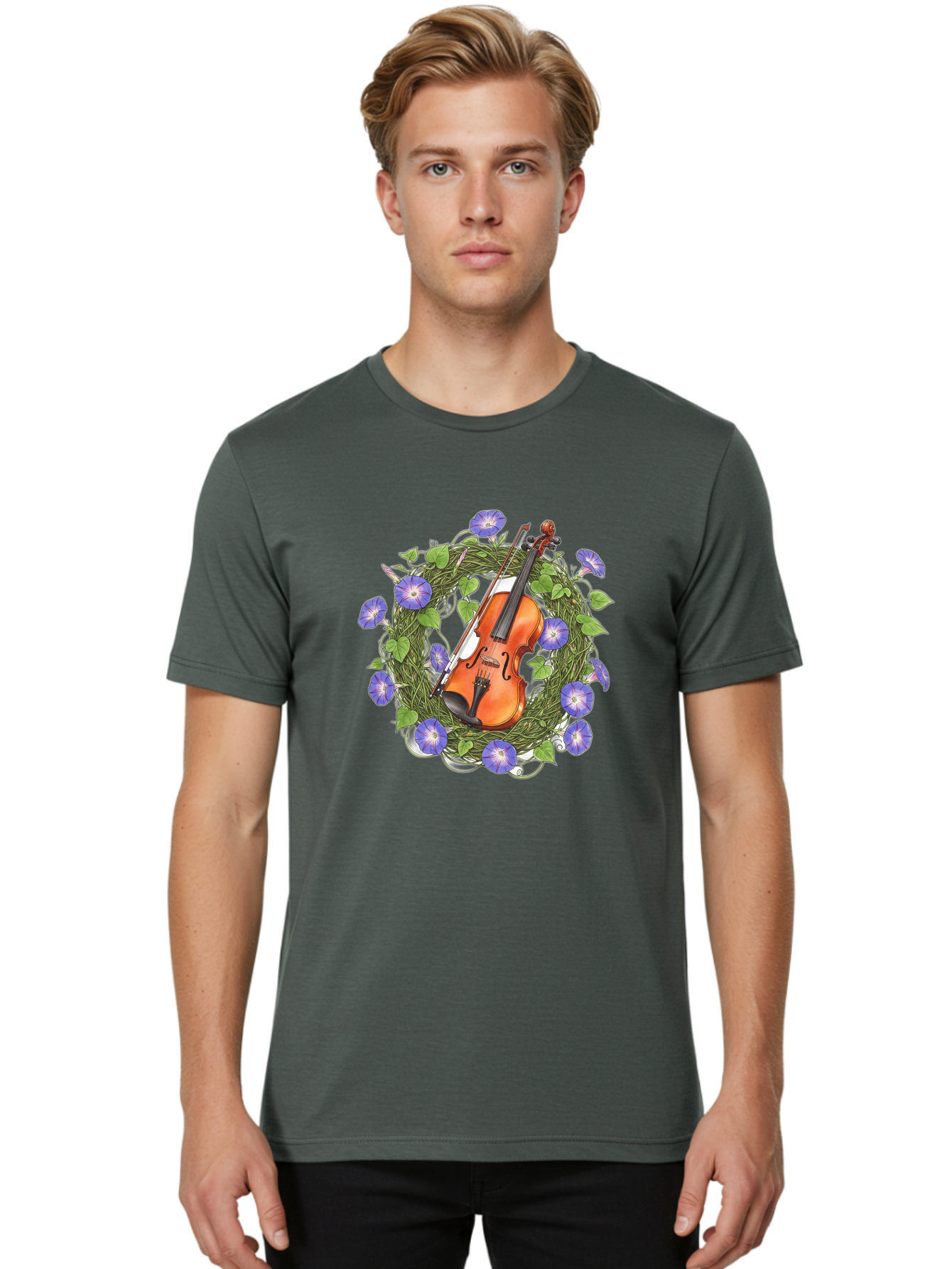 Violin-Wreath Men'S Graphic Tee, 100% Cotton, Comfortable Casual Summer Wear, Machine Washable, Vintage Camera, Old Camera, Antique Camera, Black Camera, Classic Photography, Photography Equipment, Nostalgic Device, Film Camera, Camera Art Baj864