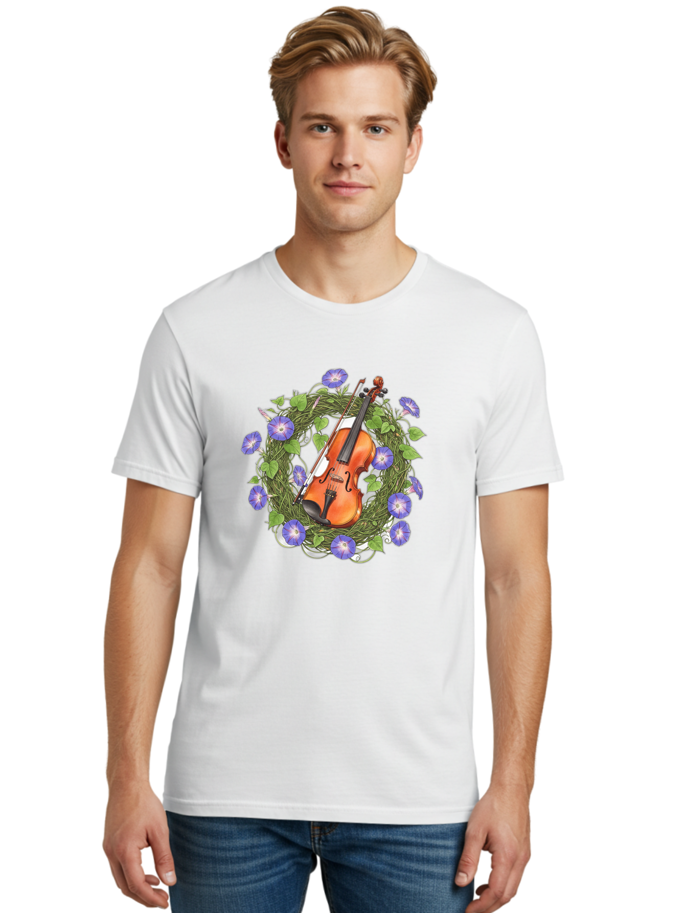Violin-Wreath Men'S Graphic Tee, 100% Cotton, Comfortable Casual Summer Wear, Machine Washable, Vintage Camera, Old Camera, Antique Camera, Black Camera, Classic Photography, Photography Equipment, Nostalgic Device, Film Camera, Camera Art Baj864