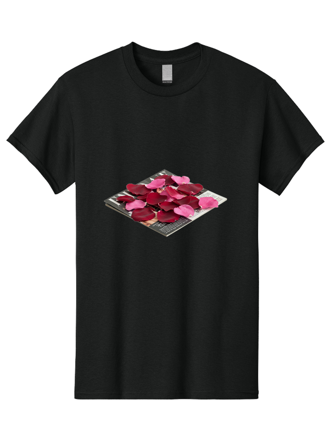 Vogue-Magazine-With-Rose-Petals Men'S Graphic Tee, 100% Cotton, Comfortable Casual Summer Wear, Machine Washable, Vintage Camera, Old Camera, Antique Camera, Black Camera, Classic Photography, Photography Equipment, Nostalgic Device, Baj866