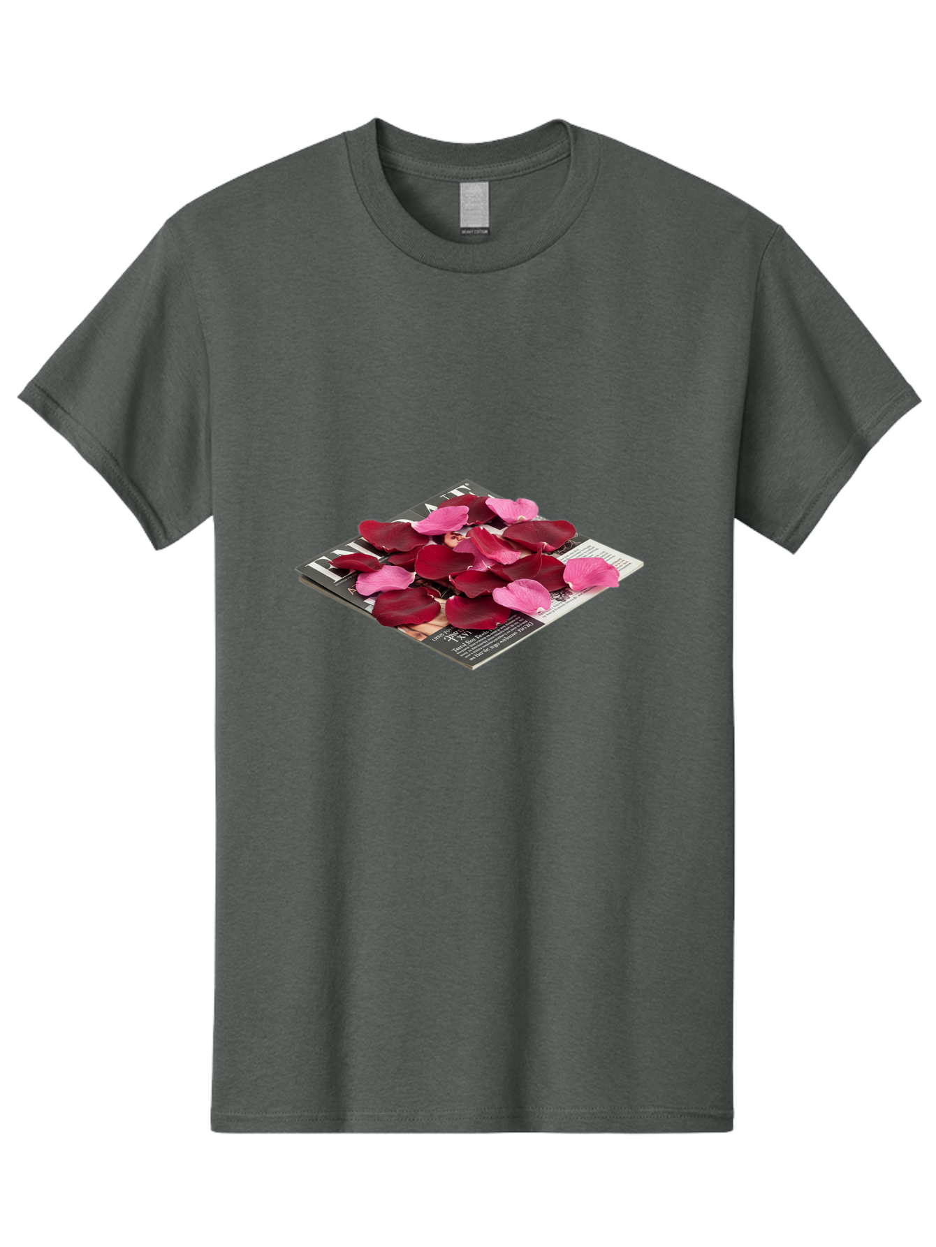 Vogue-Magazine-With-Rose-Petals Men'S Graphic Tee, 100% Cotton, Comfortable Casual Summer Wear, Machine Washable, Vintage Camera, Old Camera, Antique Camera, Black Camera, Classic Photography, Photography Equipment, Nostalgic Device, Baj866