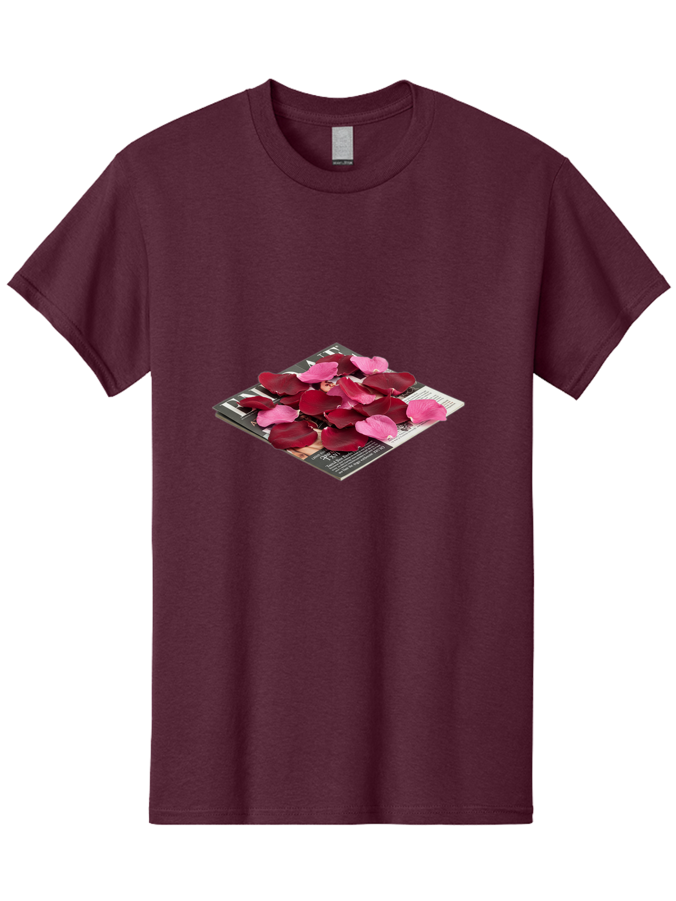 Vogue-Magazine-With-Rose-Petals Men'S Graphic Tee, 100% Cotton, Comfortable Casual Summer Wear, Machine Washable, Vintage Camera, Old Camera, Antique Camera, Black Camera, Classic Photography, Photography Equipment, Nostalgic Device, Baj866