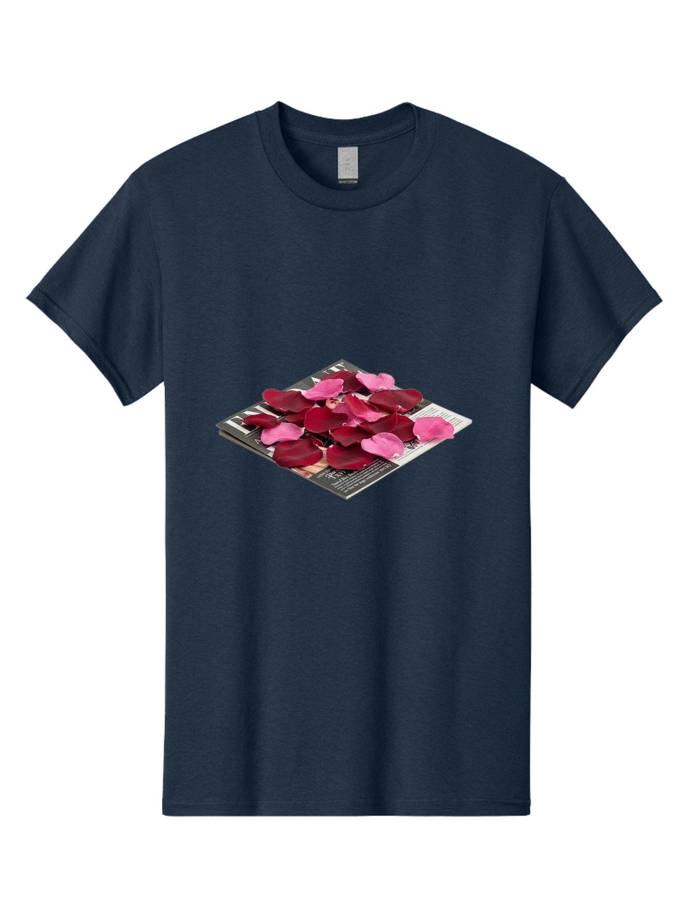 Vogue-Magazine-With-Rose-Petals Men'S Graphic Tee, 100% Cotton, Comfortable Casual Summer Wear, Machine Washable, Vintage Camera, Old Camera, Antique Camera, Black Camera, Classic Photography, Photography Equipment, Nostalgic Device, Baj866