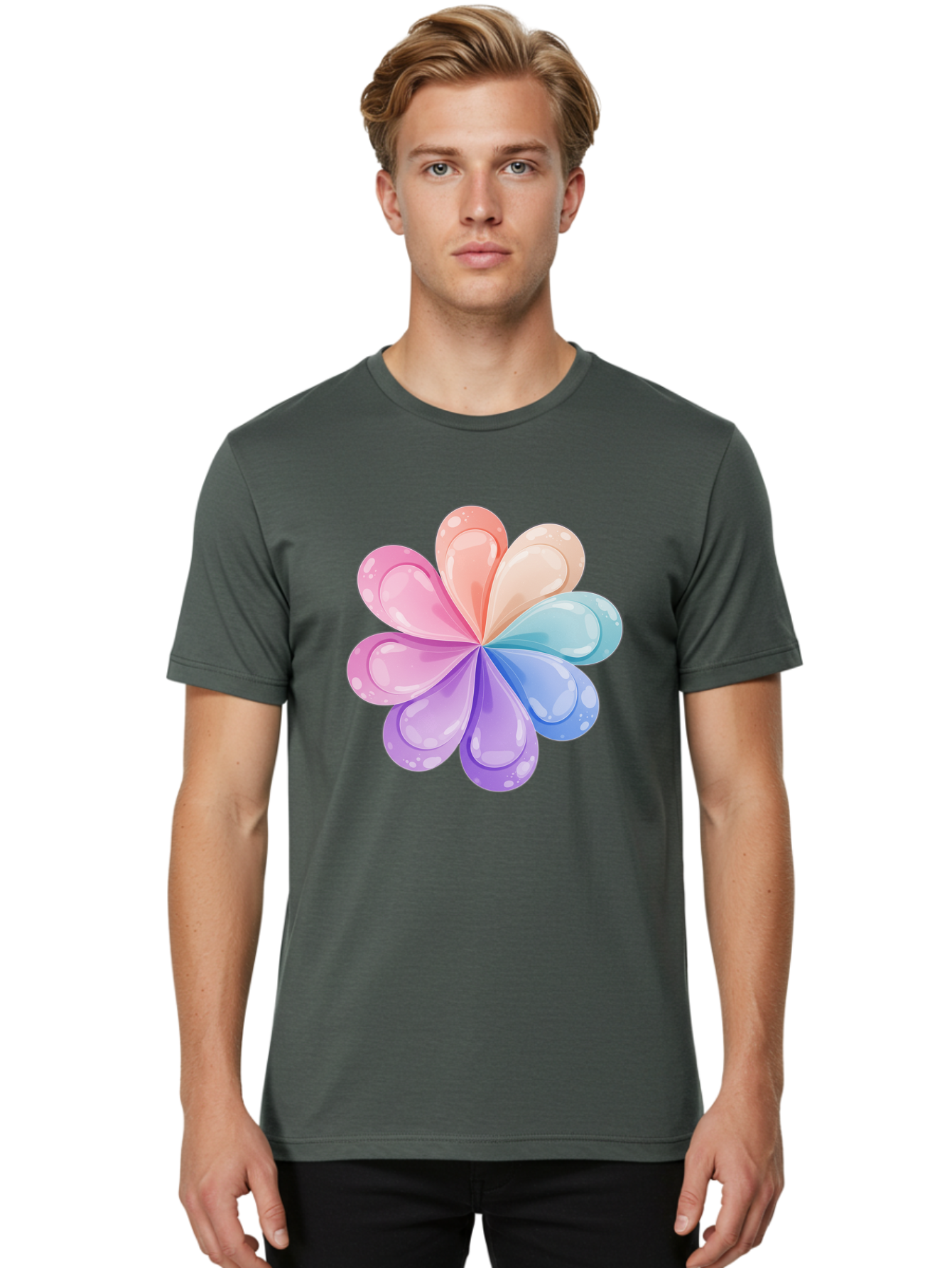 Water-Droplet-Flower Men'S Graphic Tee, 100% Cotton, Comfortable Casual Summer Wear, Machine Washable, Vintage Camera, Old Camera, Antique Camera, Black Camera, Classic Photography, Photography Equipment, Nostalgic Device, Film Camera, Baj867