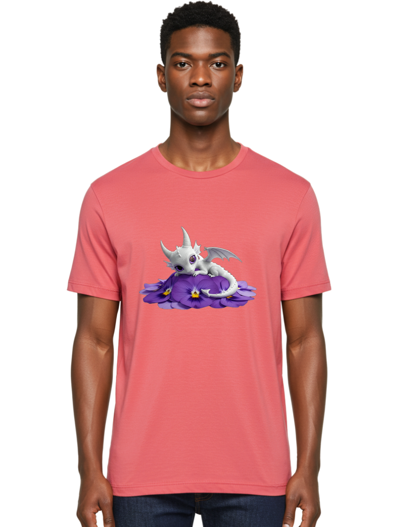 White-Dragon-On-Purple-Flowers Men'S Graphic Tee, 100% Cotton, Comfortable Casual Summer Wear, Machine Washable, Vintage Camera, Old Camera, Antique Camera, Black Camera, Classic Photography, Photography Equipment, Nostalgic Device, Baj872