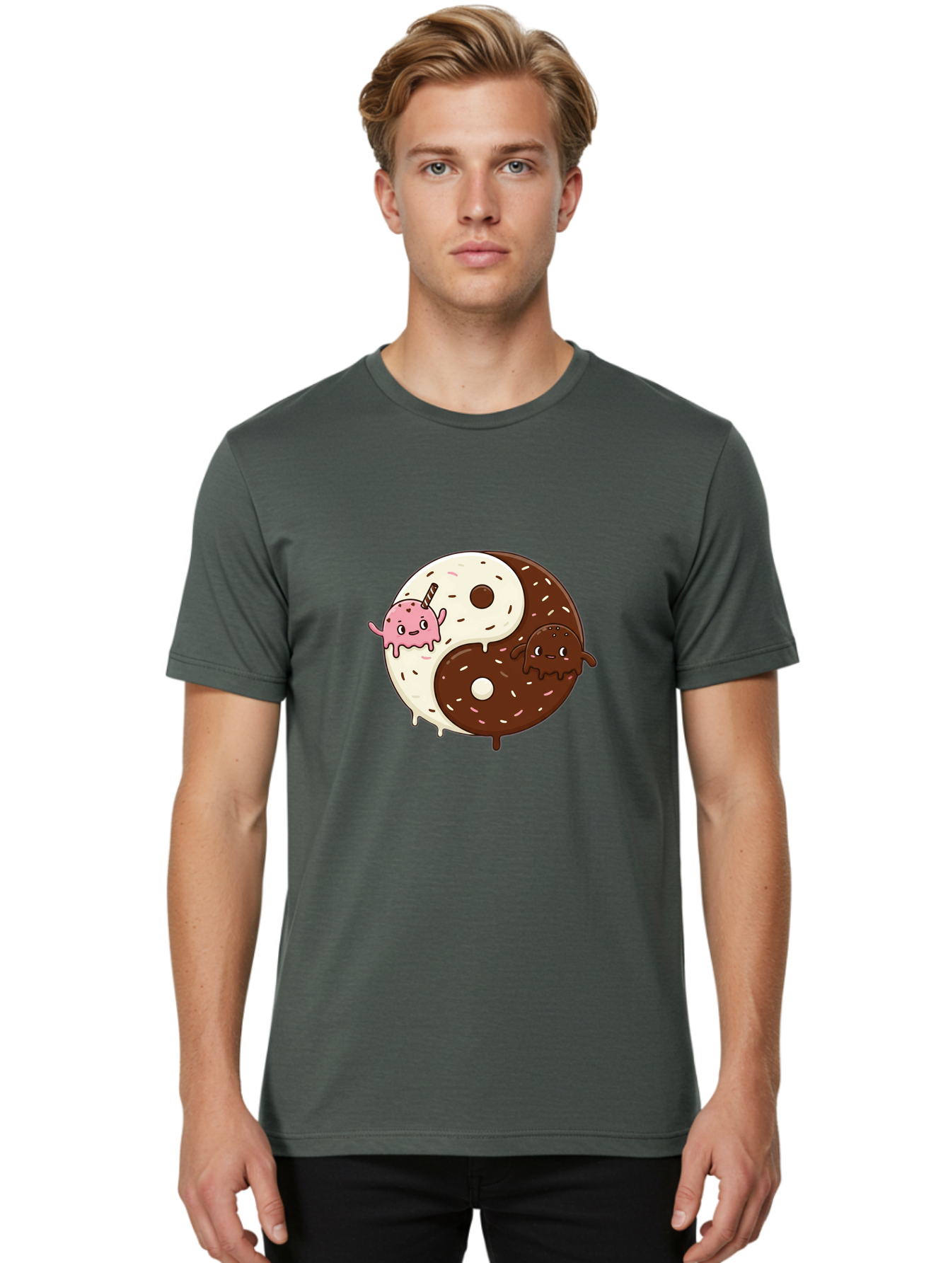 Yin-Yang-Donuts Men'S Graphic Tee, 100% Cotton, Comfortable Casual Summer Wear, Machine Washable, Vintage Camera, Old Camera, Antique Camera, Black Camera, Classic Photography, Photography Equipment, Nostalgic Device, Film Camera, Camera Art Baj875