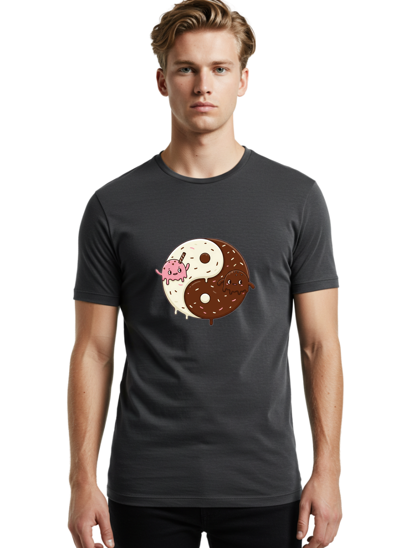 Yin-Yang-Donuts Men'S Graphic Tee, 100% Cotton, Comfortable Casual Summer Wear, Machine Washable, Vintage Camera, Old Camera, Antique Camera, Black Camera, Classic Photography, Photography Equipment, Nostalgic Device, Film Camera, Camera Art Baj875