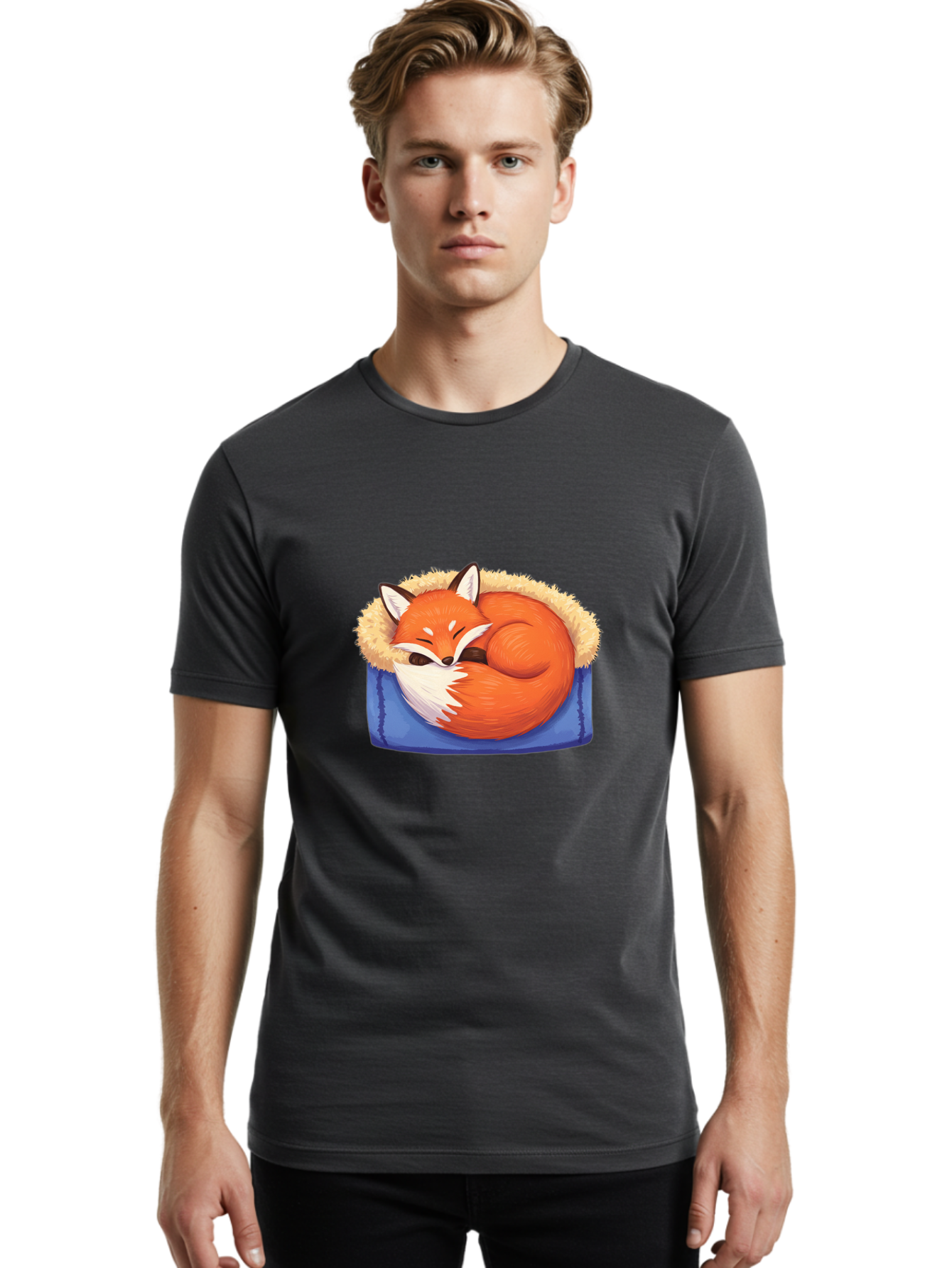 Sleeping-Fox-1 Men'S Graphic Tee, 100% Cotton, Comfortable Casual Summer Wear, Machine Washable, Vintage Camera, Old Camera, Antique Camera, Black Camera, Classic Photography, Photography Equipment, Nostalgic Device, Film Camera, Camera Art Baj882