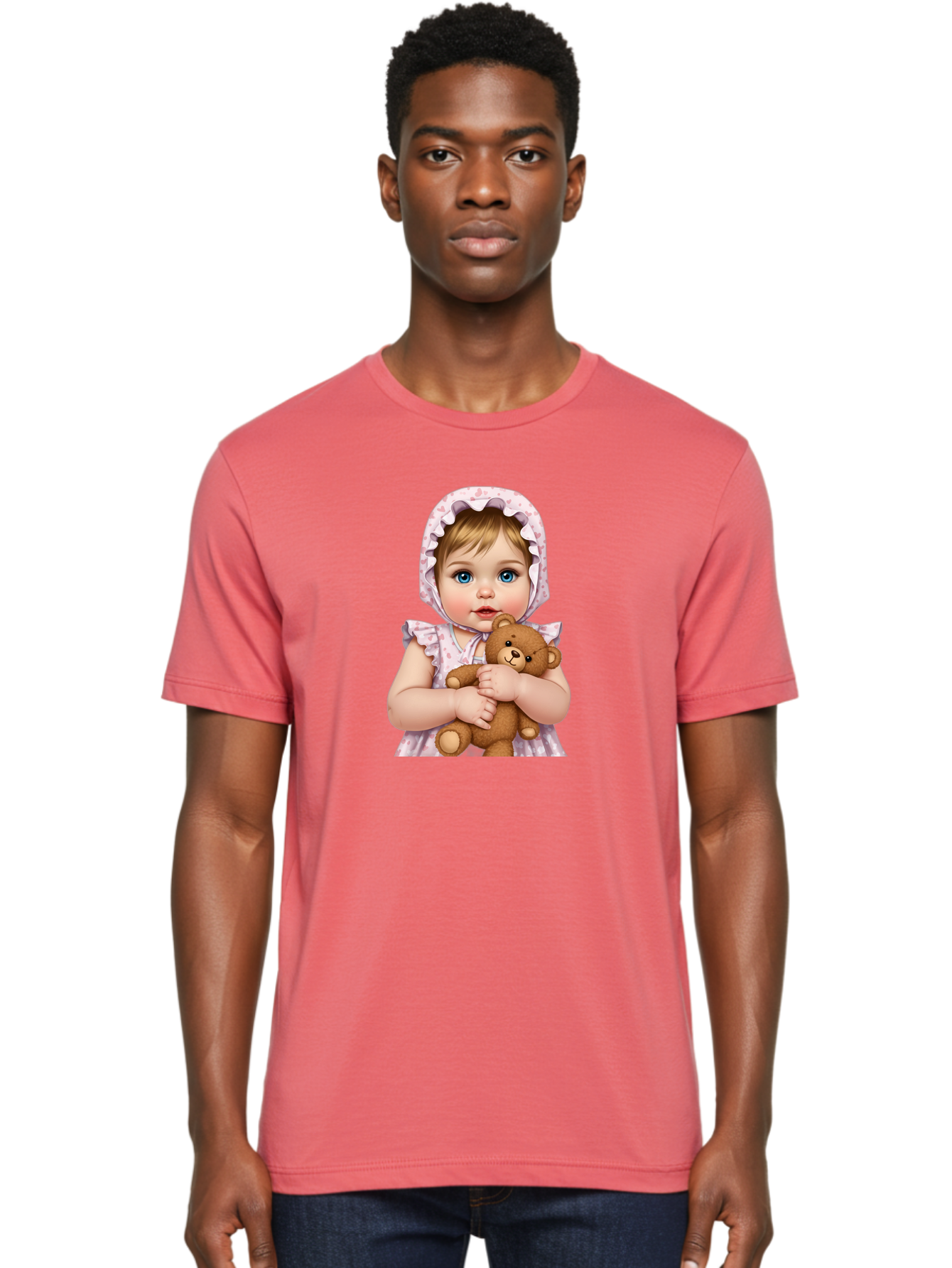 Baby-Girl-Hugging-Teddy Men'S Graphic Tee, 100% Cotton, Comfortable Casual Summer Wear, Machine Washable, Vintage Camera, Old Camera, Antique Camera, Black Camera, Classic Photography, Photography Equipment, Nostalgic Device, Film Camera, Bak007