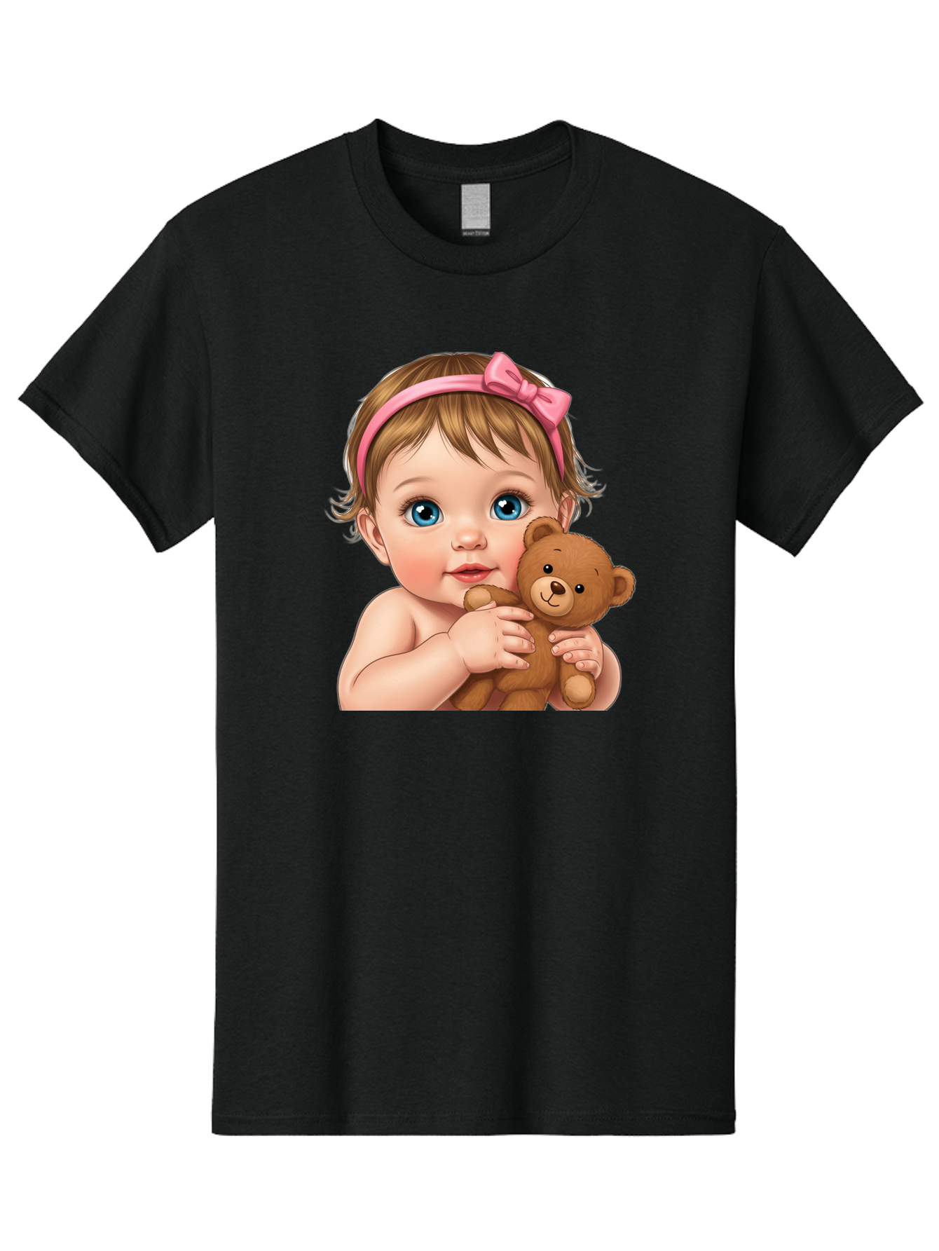 Baby-Girl-With-Teddy-1 Men'S Graphic Tee, 100% Cotton, Comfortable Casual Summer Wear, Machine Washable, Vintage Camera, Old Camera, Antique Camera, Black Camera, Classic Photography, Photography Equipment, Nostalgic Device, Film Camera, Bak008