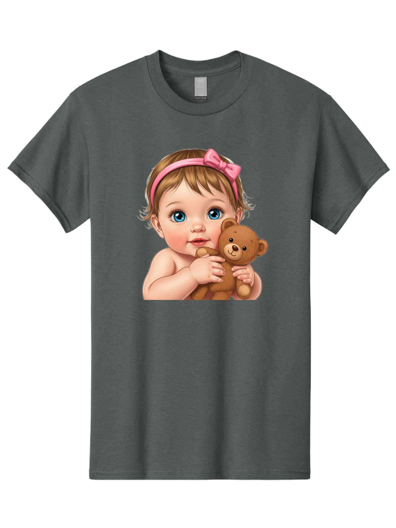 Baby-Girl-With-Teddy-1 Men'S Graphic Tee, 100% Cotton, Comfortable Casual Summer Wear, Machine Washable, Vintage Camera, Old Camera, Antique Camera, Black Camera, Classic Photography, Photography Equipment, Nostalgic Device, Film Camera, Bak008