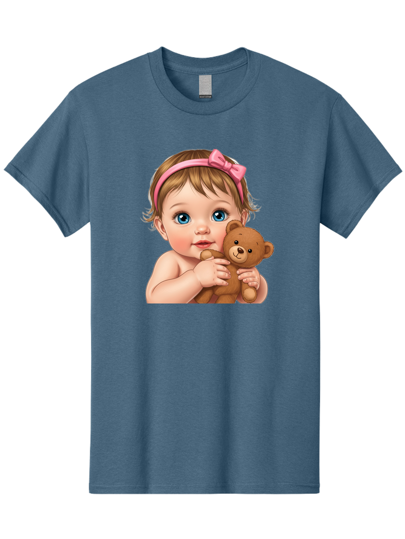 Baby-Girl-With-Teddy-1 Men'S Graphic Tee, 100% Cotton, Comfortable Casual Summer Wear, Machine Washable, Vintage Camera, Old Camera, Antique Camera, Black Camera, Classic Photography, Photography Equipment, Nostalgic Device, Film Camera, Bak008