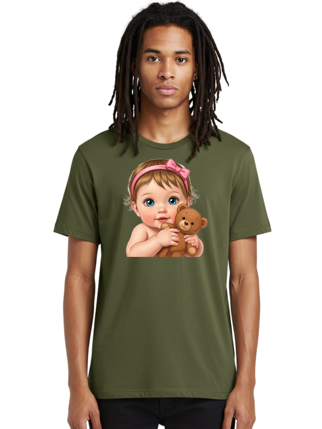 Baby-Girl-With-Teddy-1 Men'S Graphic Tee, 100% Cotton, Comfortable Casual Summer Wear, Machine Washable, Vintage Camera, Old Camera, Antique Camera, Black Camera, Classic Photography, Photography Equipment, Nostalgic Device, Film Camera, Bak008
