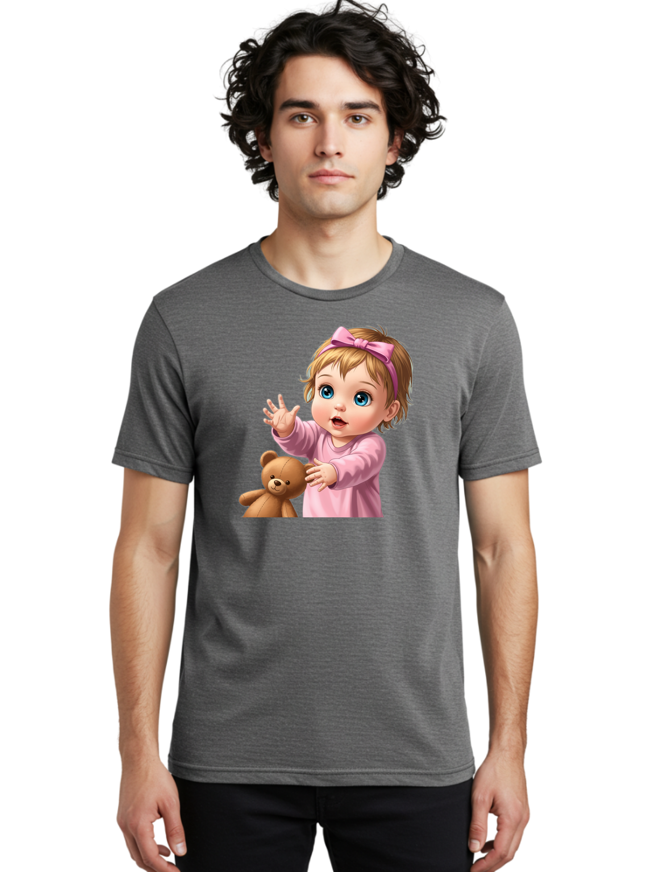 Baby-Girl-With-Teddy-3 Men'S Graphic Tee, 100% Cotton, Comfortable Casual Summer Wear, Machine Washable, Vintage Camera, Old Camera, Antique Camera, Black Camera, Classic Photography, Photography Equipment, Nostalgic Device, Film Camera, Bak010