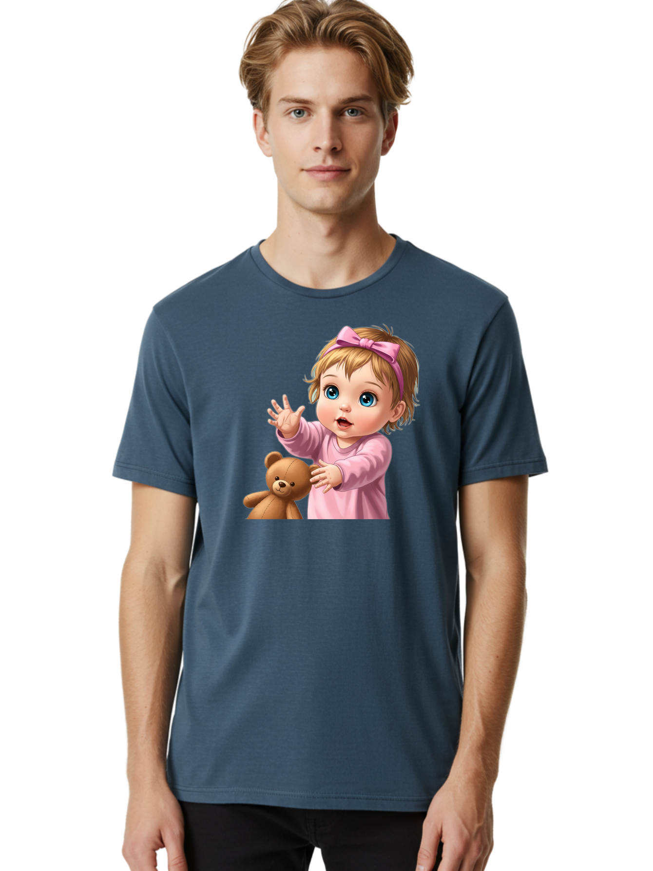 Baby-Girl-With-Teddy-3 Men'S Graphic Tee, 100% Cotton, Comfortable Casual Summer Wear, Machine Washable, Vintage Camera, Old Camera, Antique Camera, Black Camera, Classic Photography, Photography Equipment, Nostalgic Device, Film Camera, Bak010