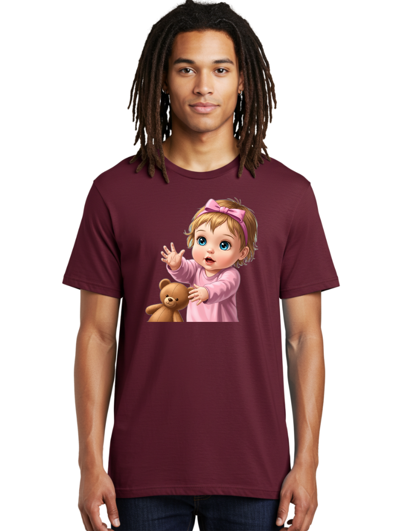 Baby-Girl-With-Teddy-3 Men'S Graphic Tee, 100% Cotton, Comfortable Casual Summer Wear, Machine Washable, Vintage Camera, Old Camera, Antique Camera, Black Camera, Classic Photography, Photography Equipment, Nostalgic Device, Film Camera, Bak010