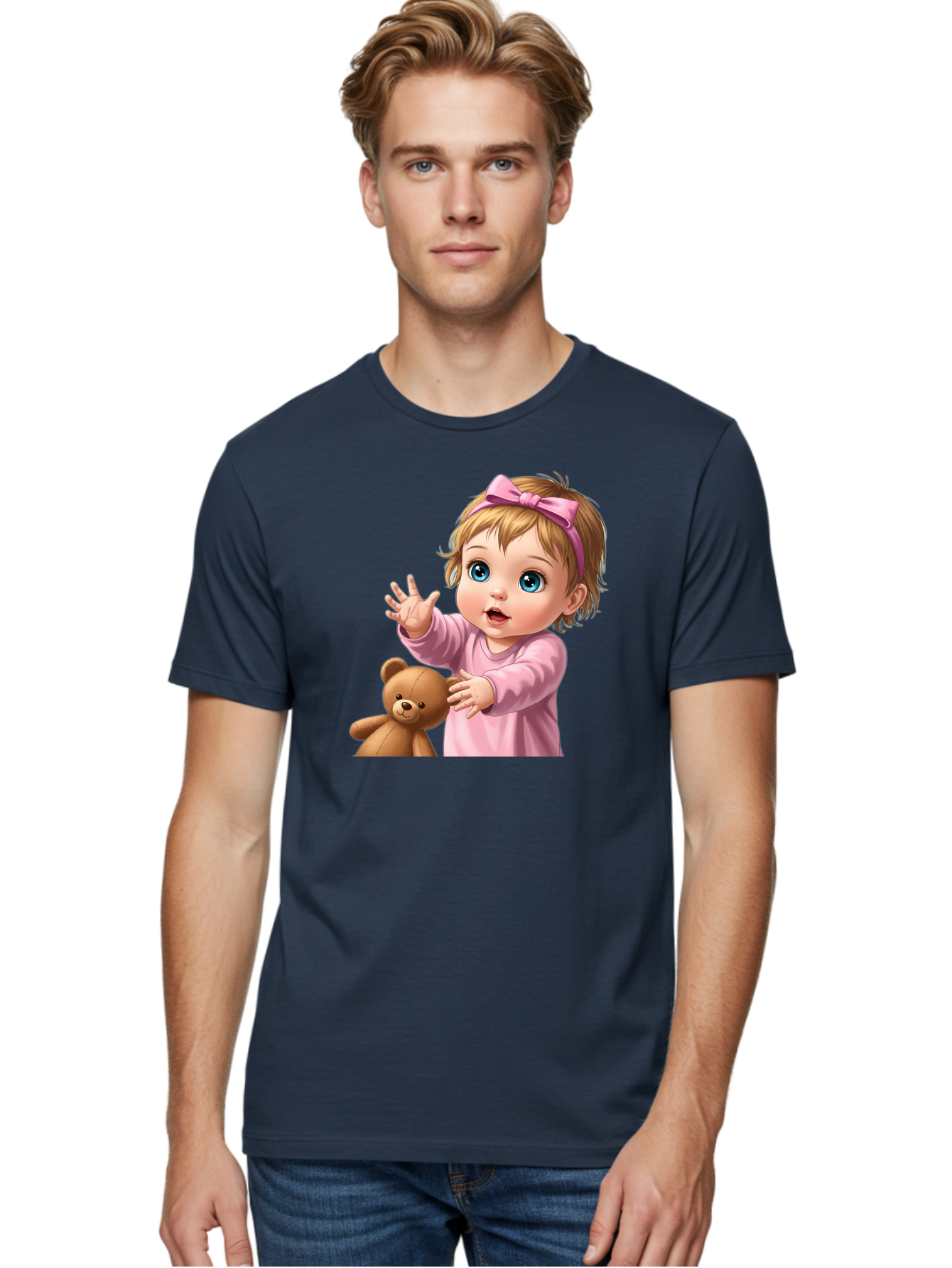 Baby-Girl-With-Teddy-3 Men'S Graphic Tee, 100% Cotton, Comfortable Casual Summer Wear, Machine Washable, Vintage Camera, Old Camera, Antique Camera, Black Camera, Classic Photography, Photography Equipment, Nostalgic Device, Film Camera, Bak010