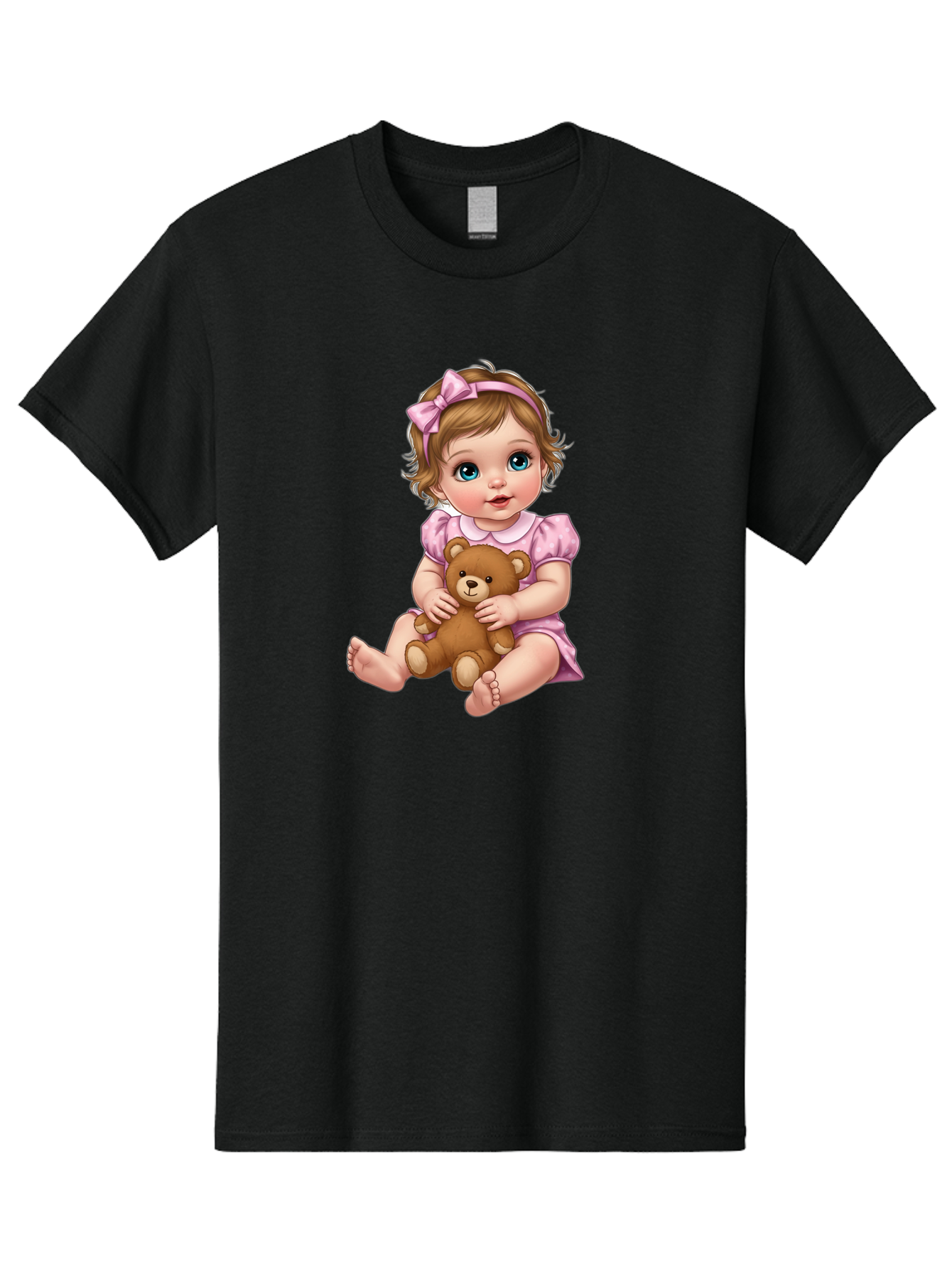 Baby-Girl-With-Teddy-Bear-1 Men'S Graphic Tee, 100% Cotton, Comfortable Casual Summer Wear, Machine Washable, Vintage Camera, Old Camera, Antique Camera, Black Camera, Classic Photography, Photography Equipment, Nostalgic Device, Film Camera, Bak011