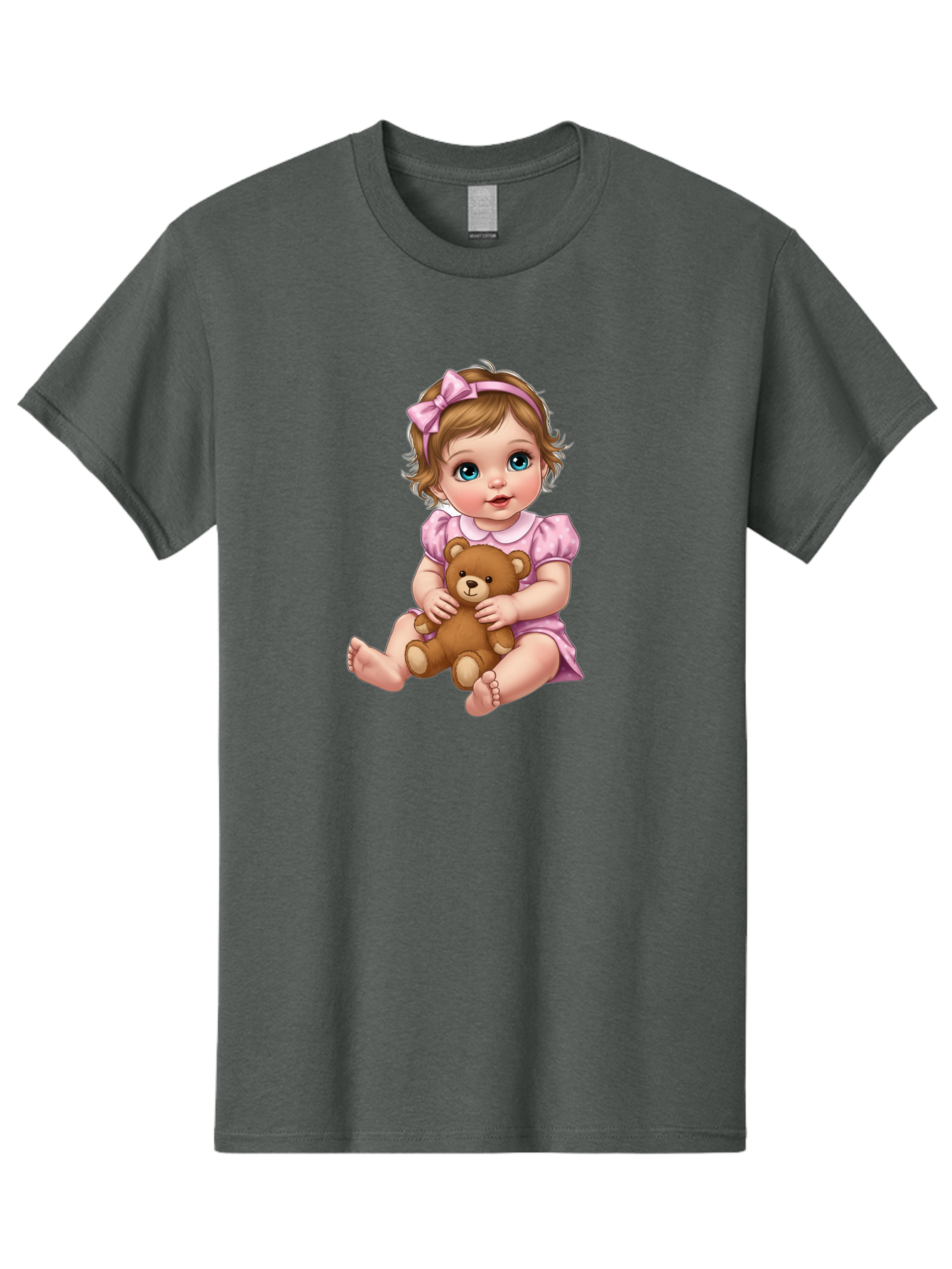 Baby-Girl-With-Teddy-Bear-1 Men'S Graphic Tee, 100% Cotton, Comfortable Casual Summer Wear, Machine Washable, Vintage Camera, Old Camera, Antique Camera, Black Camera, Classic Photography, Photography Equipment, Nostalgic Device, Film Camera, Bak011